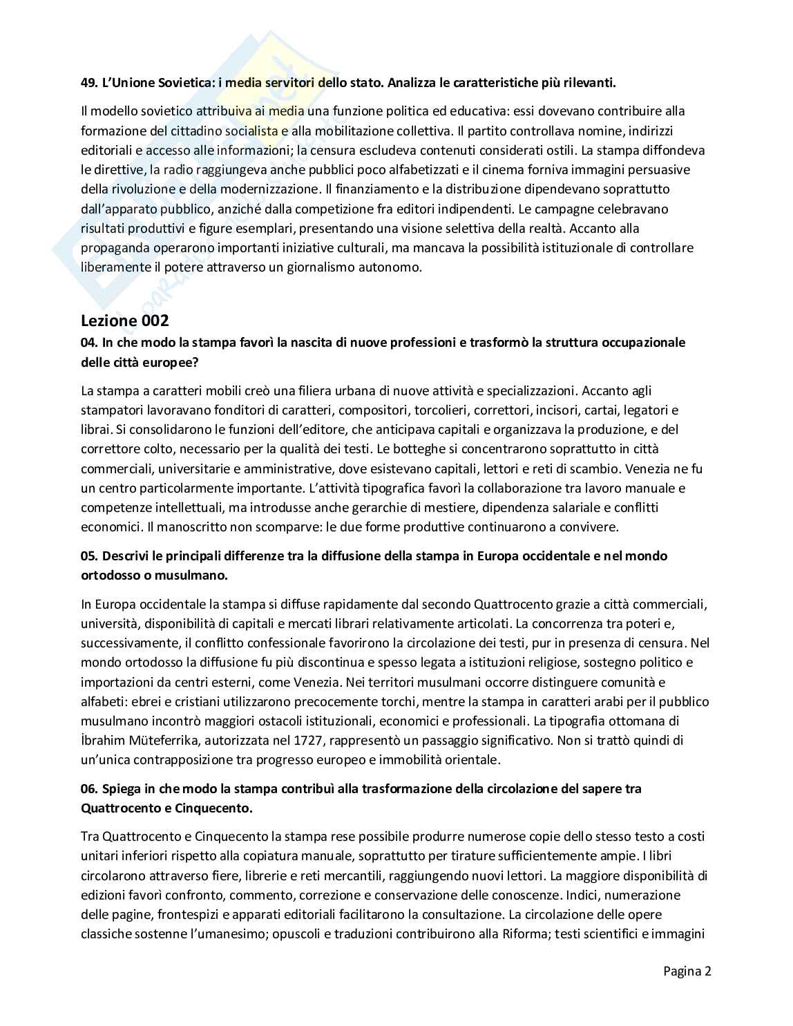Risposte aperte Storia dei media, 2026 Pag. 2