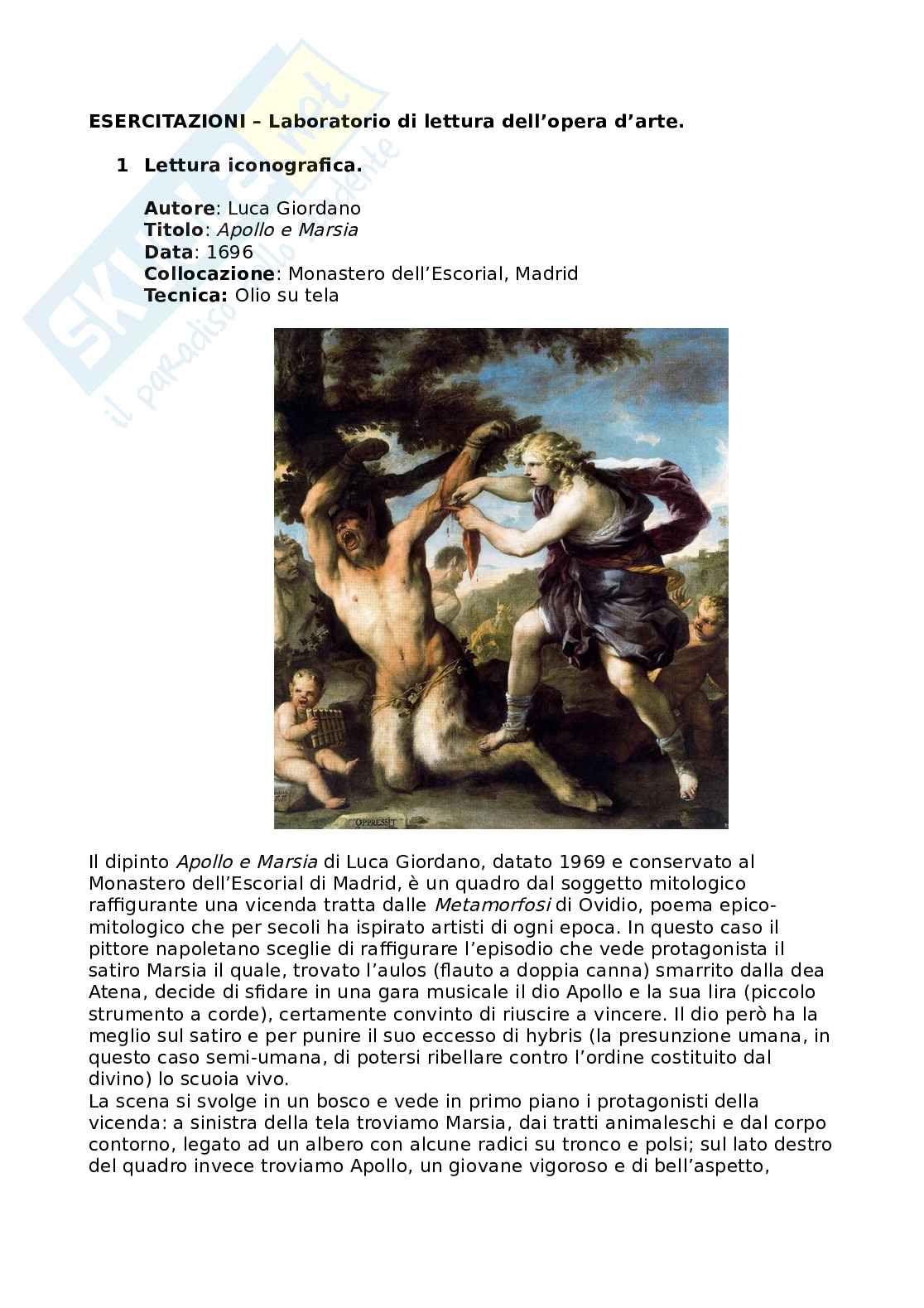 Esercitazioni del laboratorio di lettura dell'opera d'arte  Pag. 1