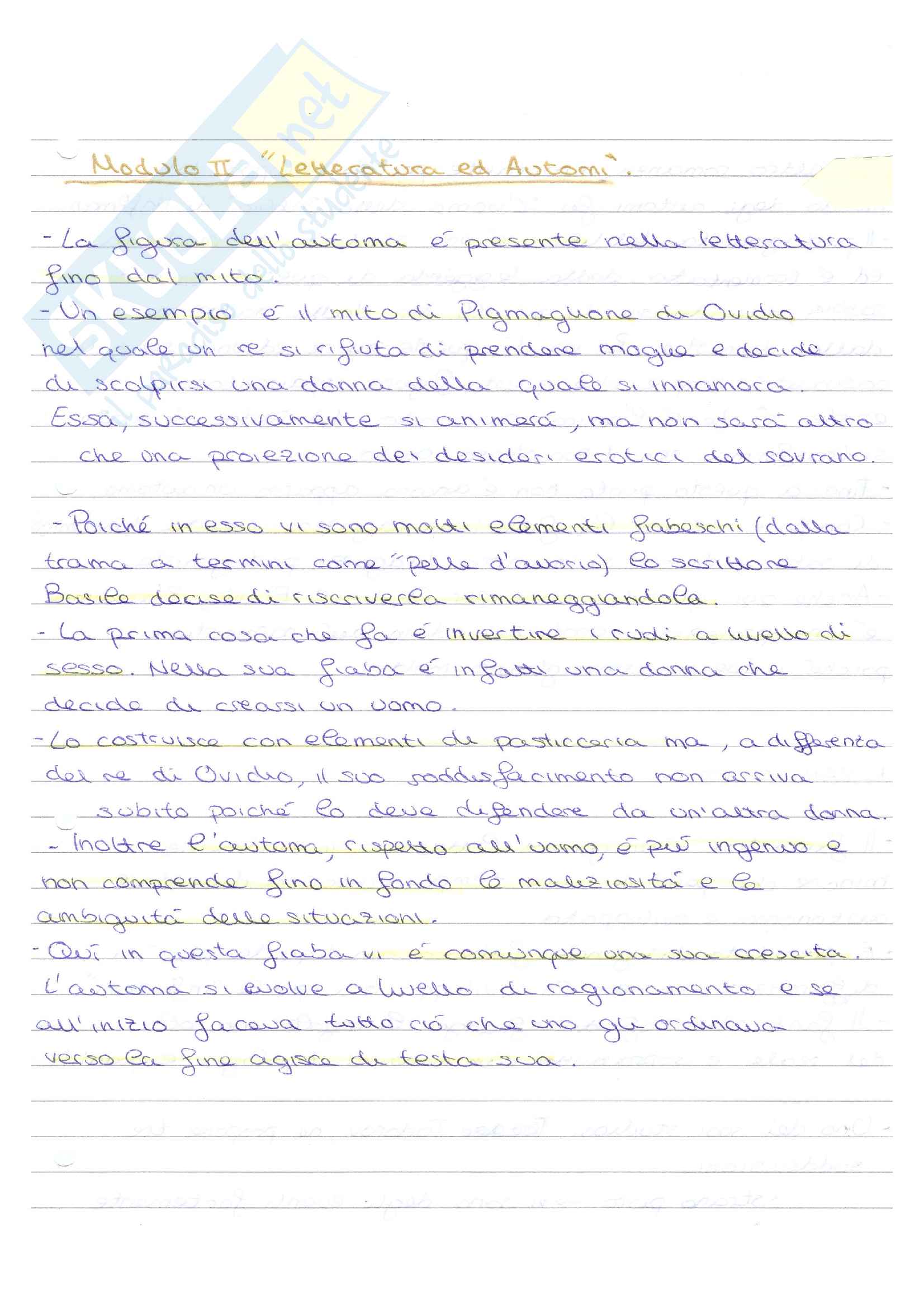 Modulo sugli automi - Letteratura per ragazzi - appunti Pag. 1