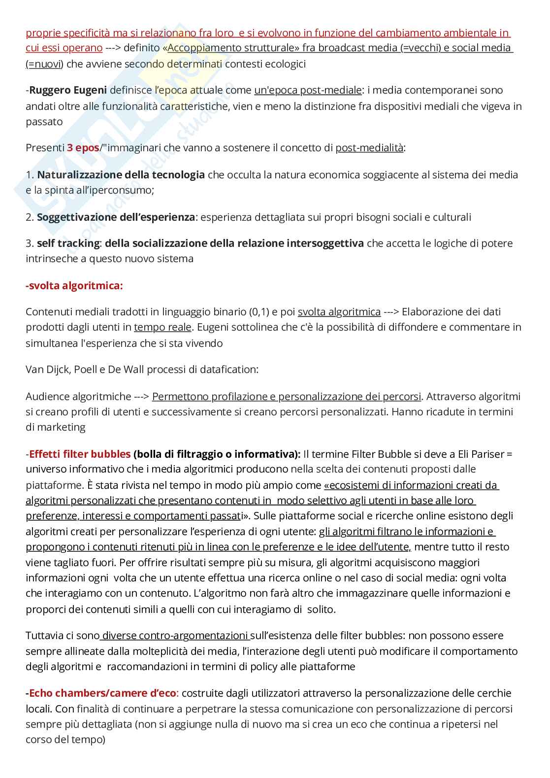 Riassunto esame Teorie e tecniche della comunicazione mediale, Prof. Lucini Barbara, libro consigliato Il primo libro di teoria dei media , Eugeni Pag. 16