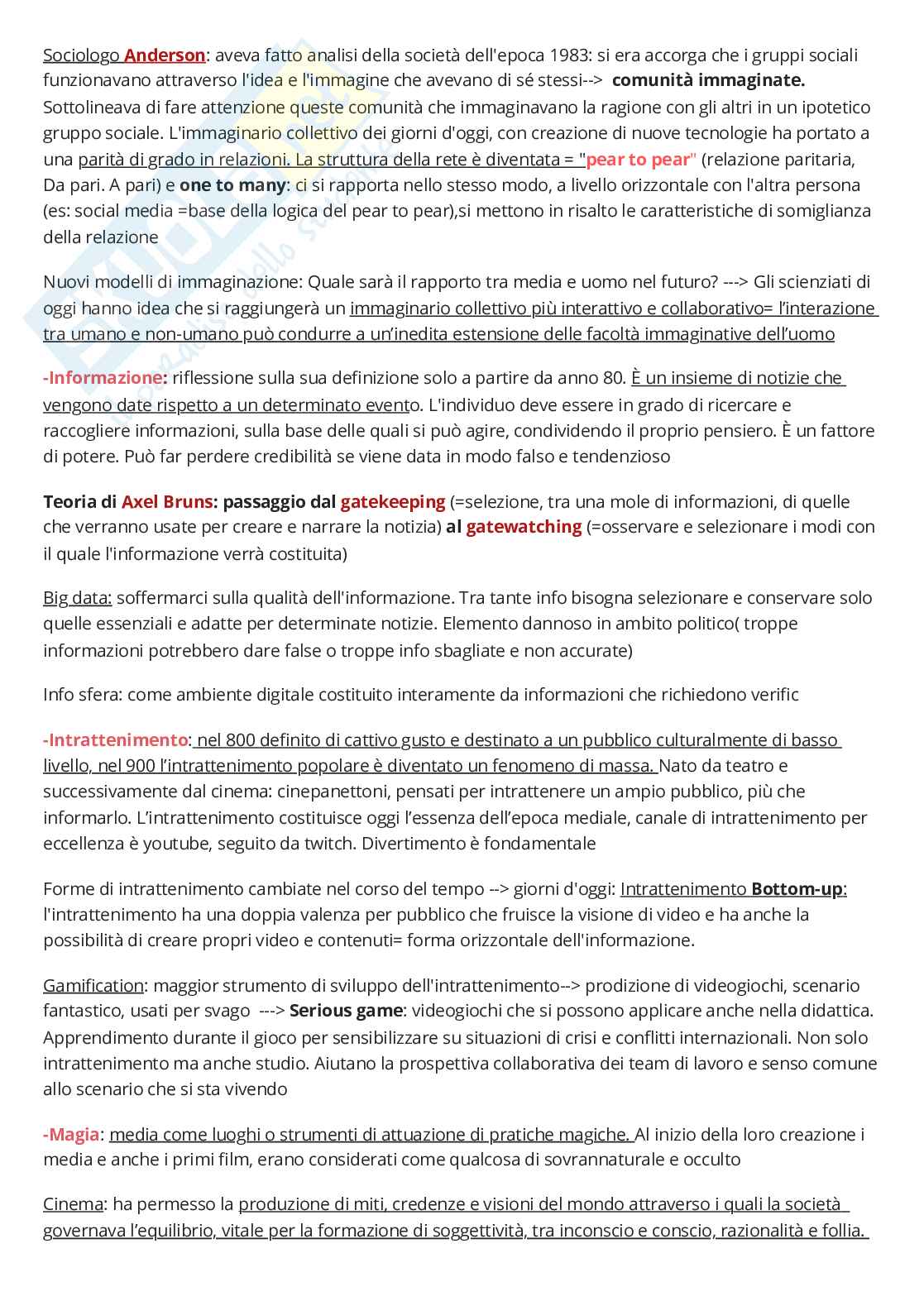 Riassunto esame Teorie e tecniche della comunicazione mediale, Prof. Lucini Barbara, libro consigliato Il primo libro di teoria dei media , Eugeni Pag. 26