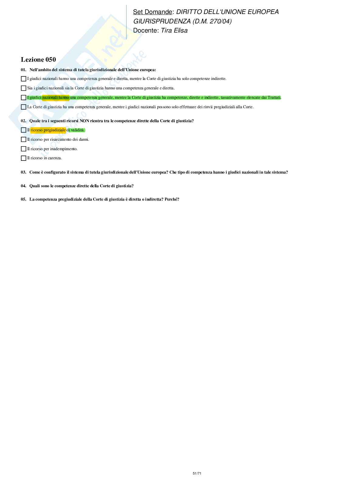 Paniere nuovo completo (aperte e chiuse) di Diritto dell'Unione Europea Pag. 51