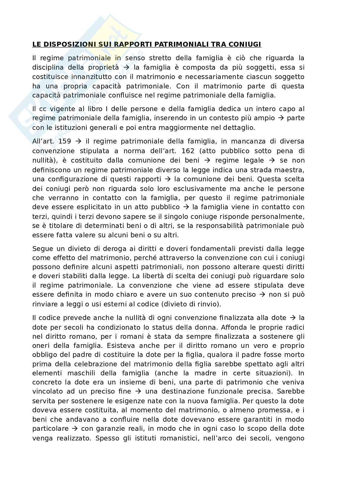 Disposizioni patrimoniali tra coniugi Pag. 1