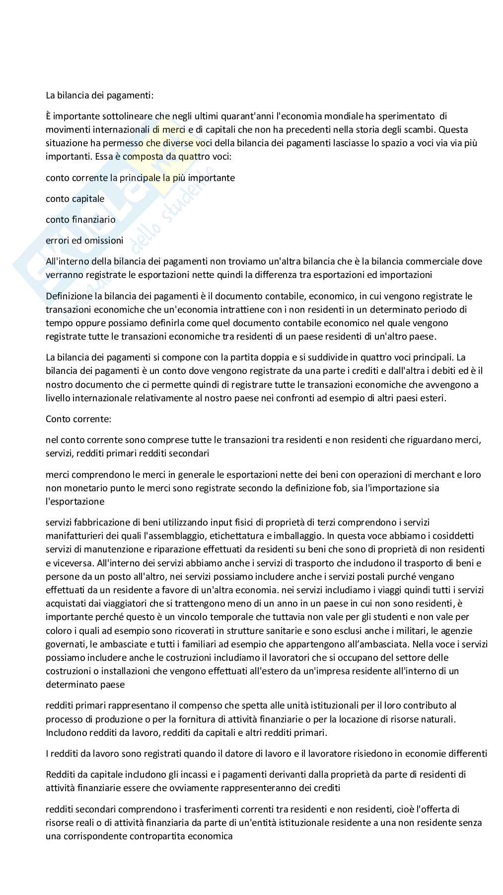 Economia Internazionale – Exam Kit Pag. 1