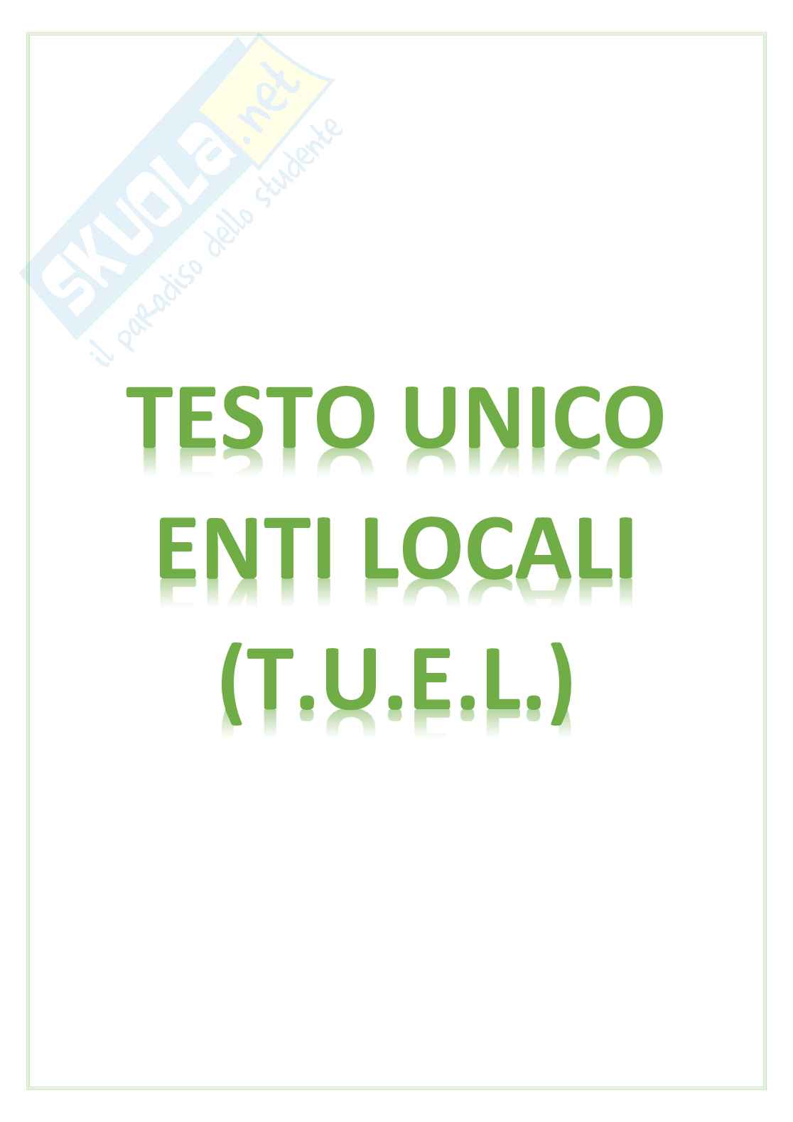 Testo Unico degli Enti Locali - D. Lgs 267/2000 - Appunti schematici per concorsi Pag. 1