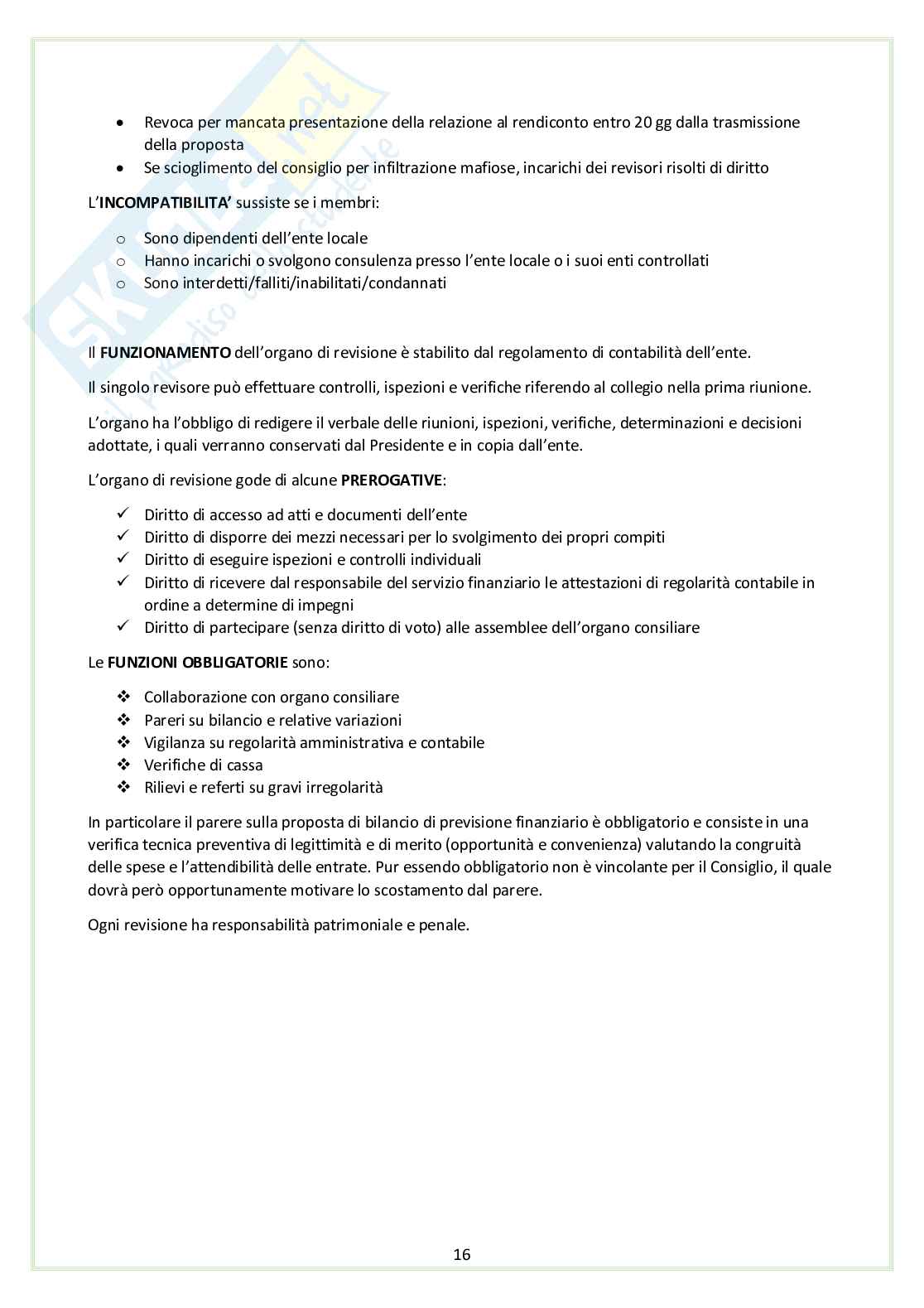 Testo Unico degli Enti Locali - D. Lgs 267/2000 - Appunti schematici per concorsi Pag. 16