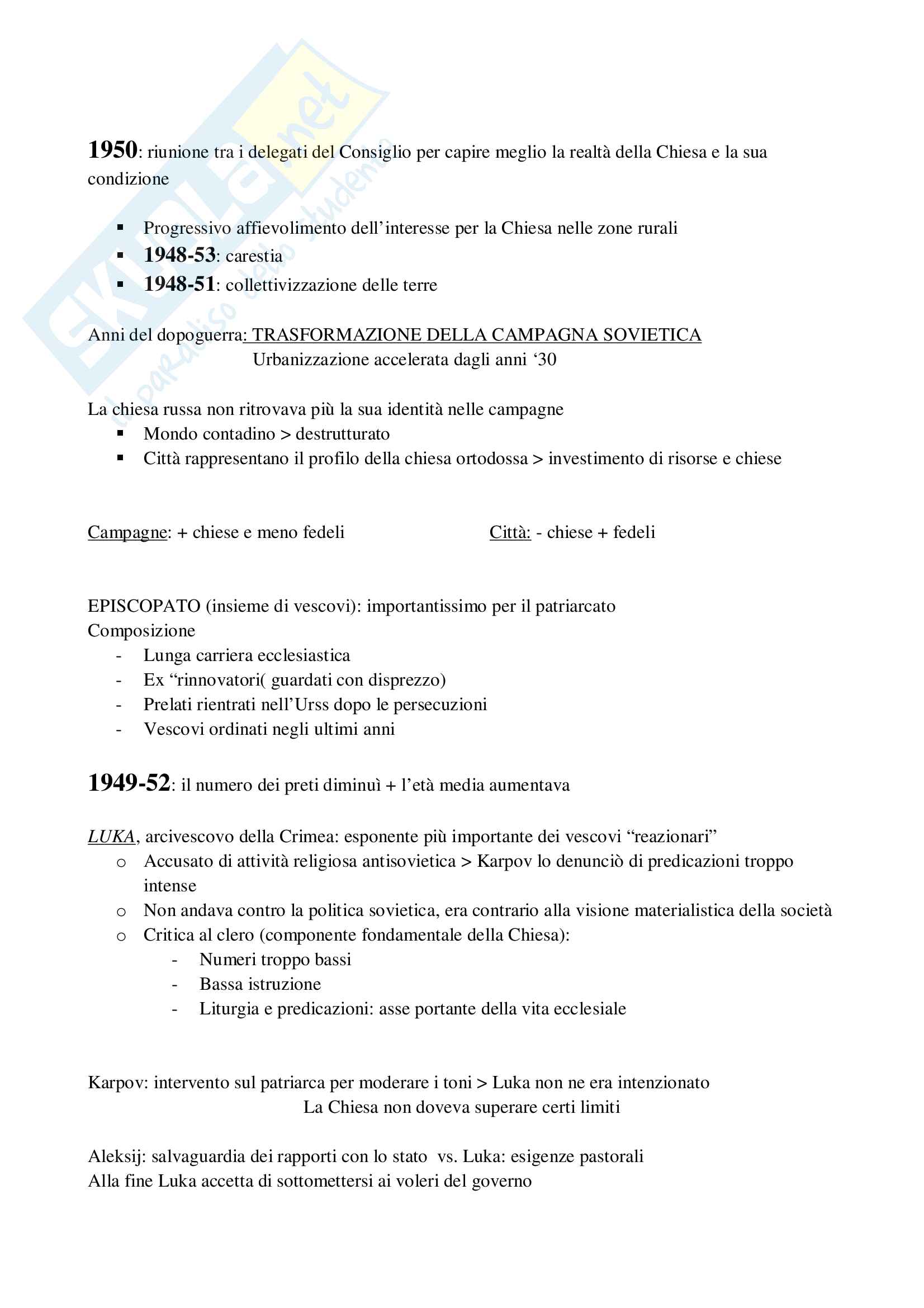 Riassunto per esame Istituzioni di Storia Contemporanea, prof.Roccucci-Merlo, libro consigliato Stalin e il Patriarca Pag. 16