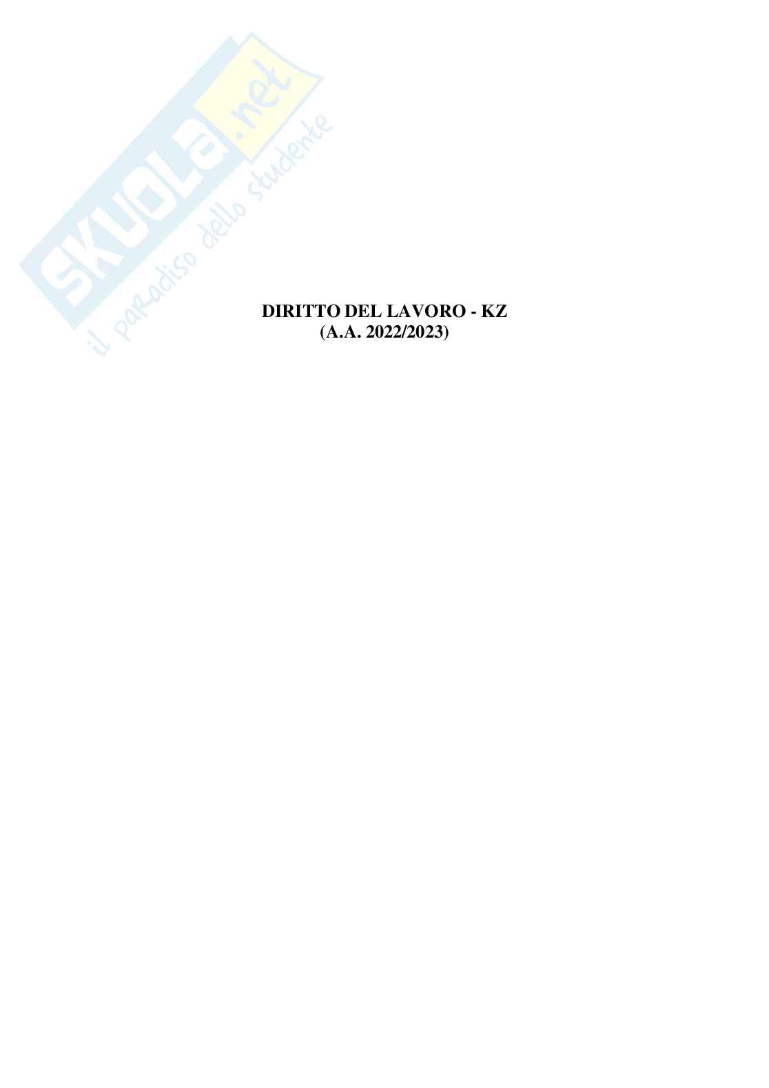 Appunti completi di Diritto del lavoro Pag. 1