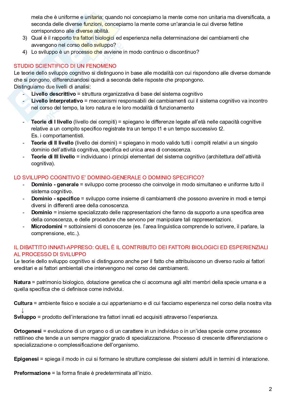 Processi cognitivi nella prima infanzia Pag. 2