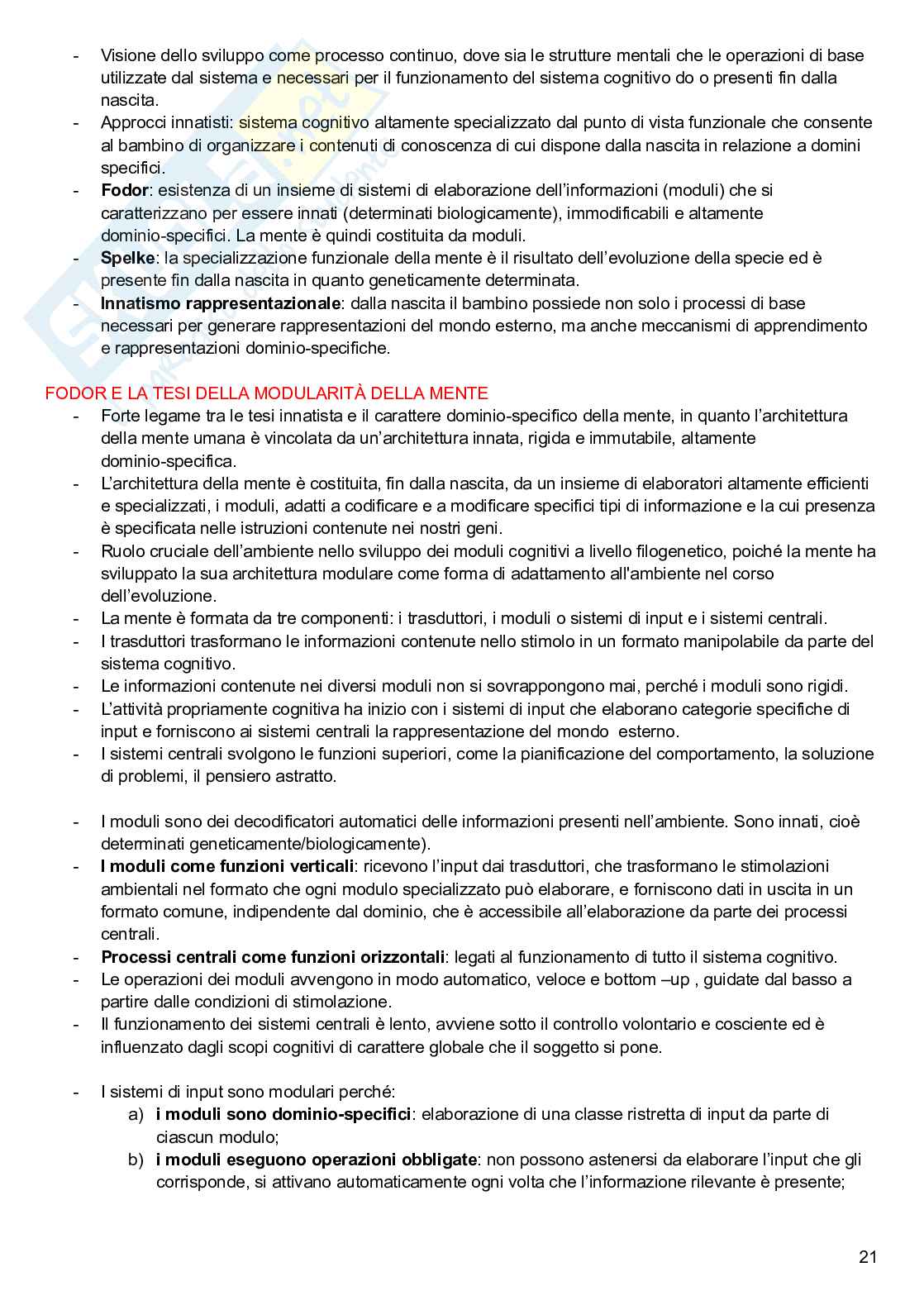 Processi cognitivi nella prima infanzia Pag. 21
