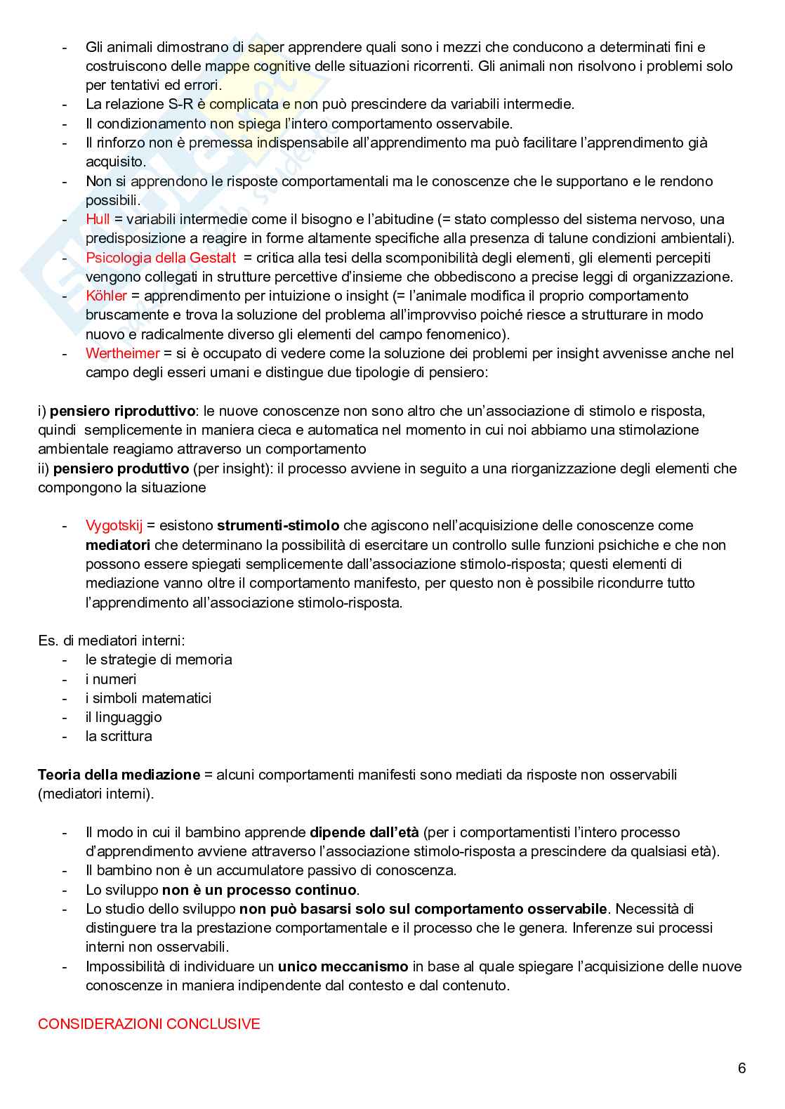 Processi cognitivi nella prima infanzia Pag. 6