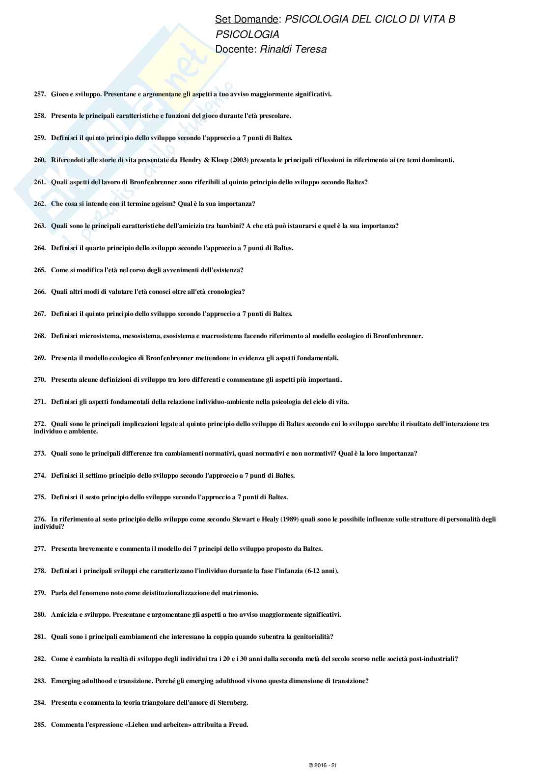 Paniere svolto Psicologia del ciclo di vita - domande multiple Pag. 36