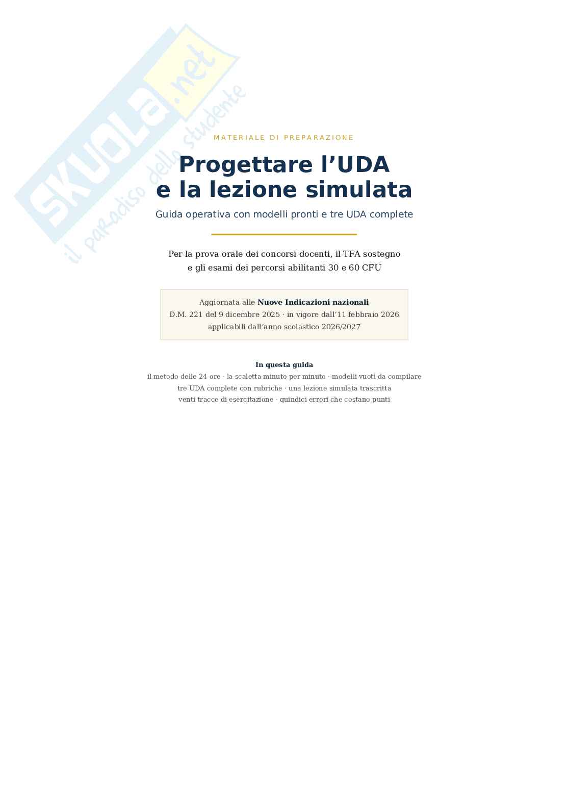 Progettare l'UDA e la lezione simulata: guida operativa con modelli e 3 UDA complete Pag. 1