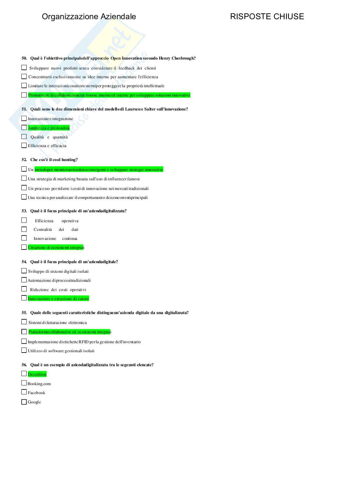 Organizzazione aziendale - Paniere compilato Pag. 16