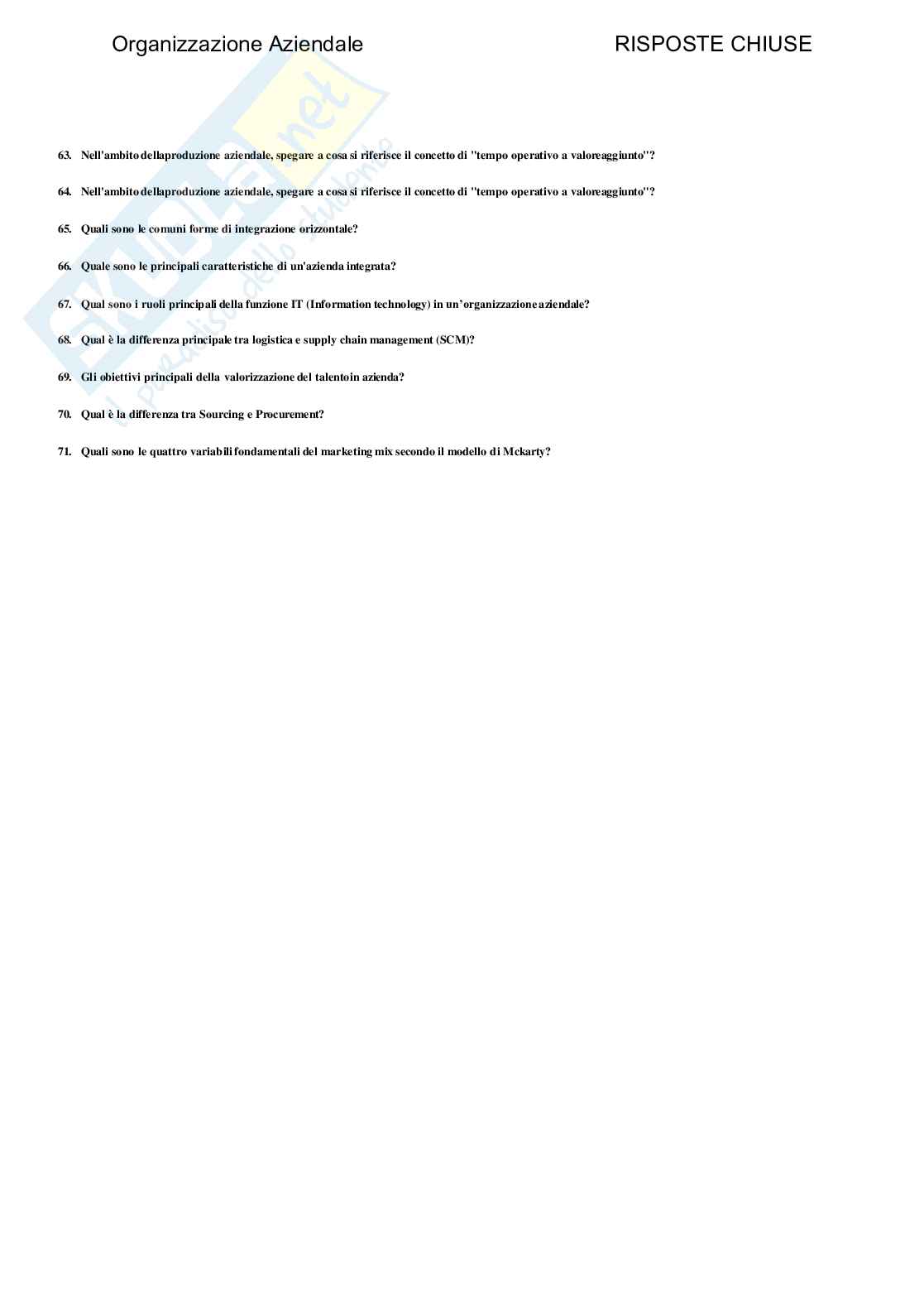 Organizzazione aziendale - Paniere compilato Pag. 26