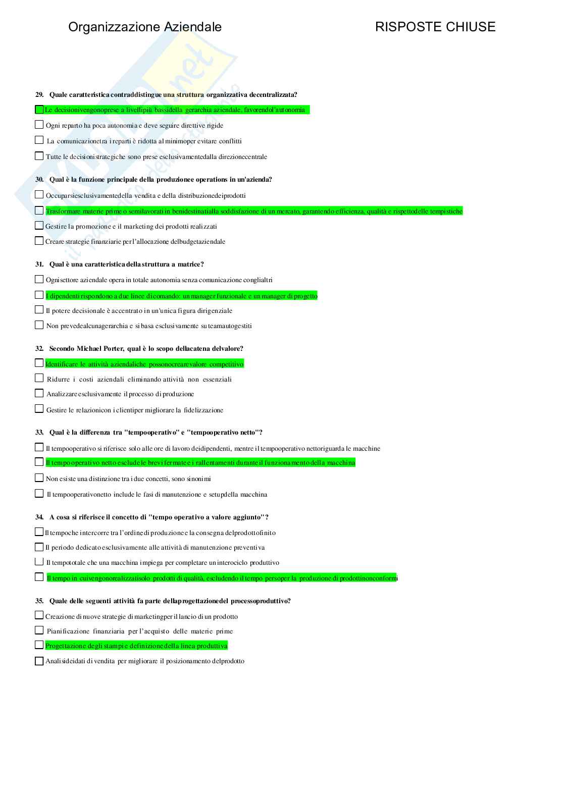 Organizzazione aziendale - Paniere compilato Pag. 6