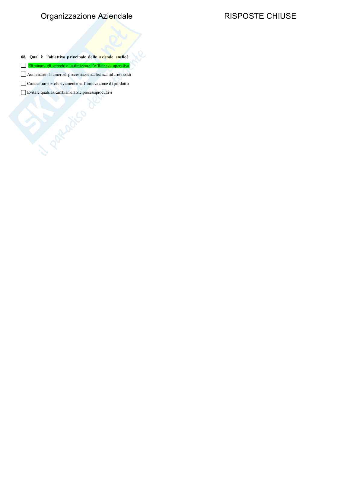 Organizzazione aziendale - Paniere compilato Pag. 81