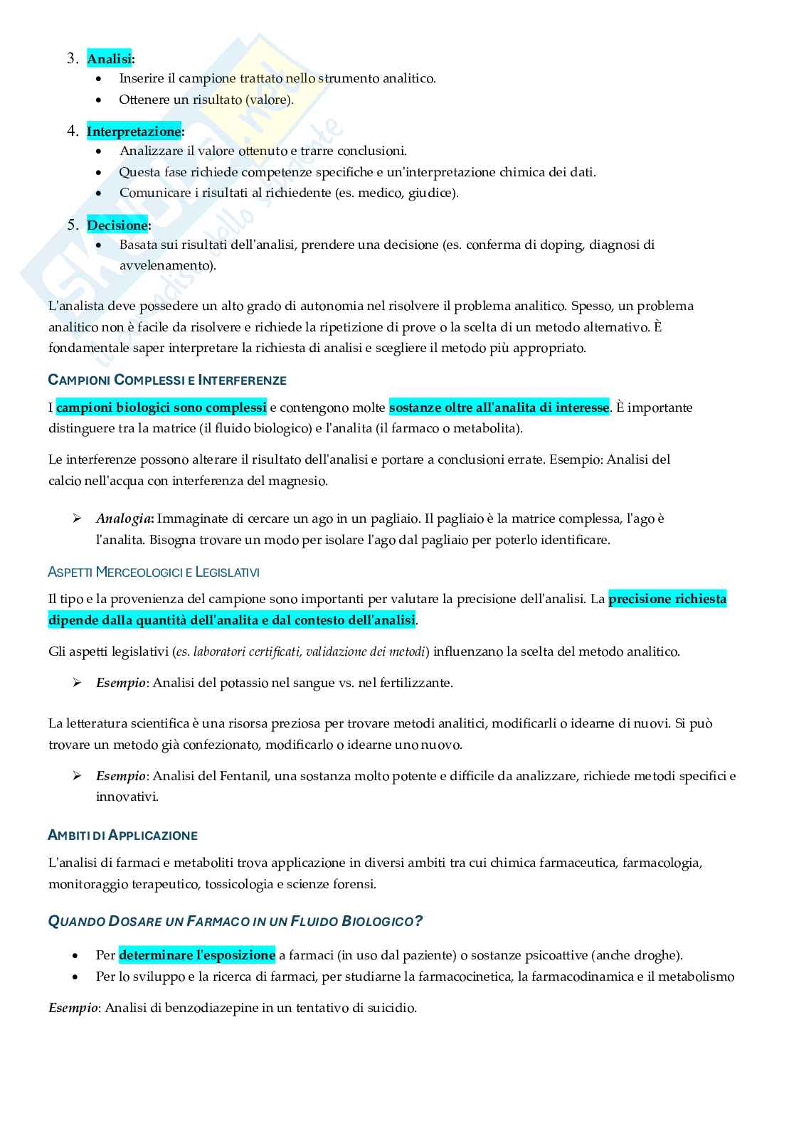 Appunti completi di Analisi dei Farmaci e dei loro metaboliti nei fluidi biologici Pag. 2