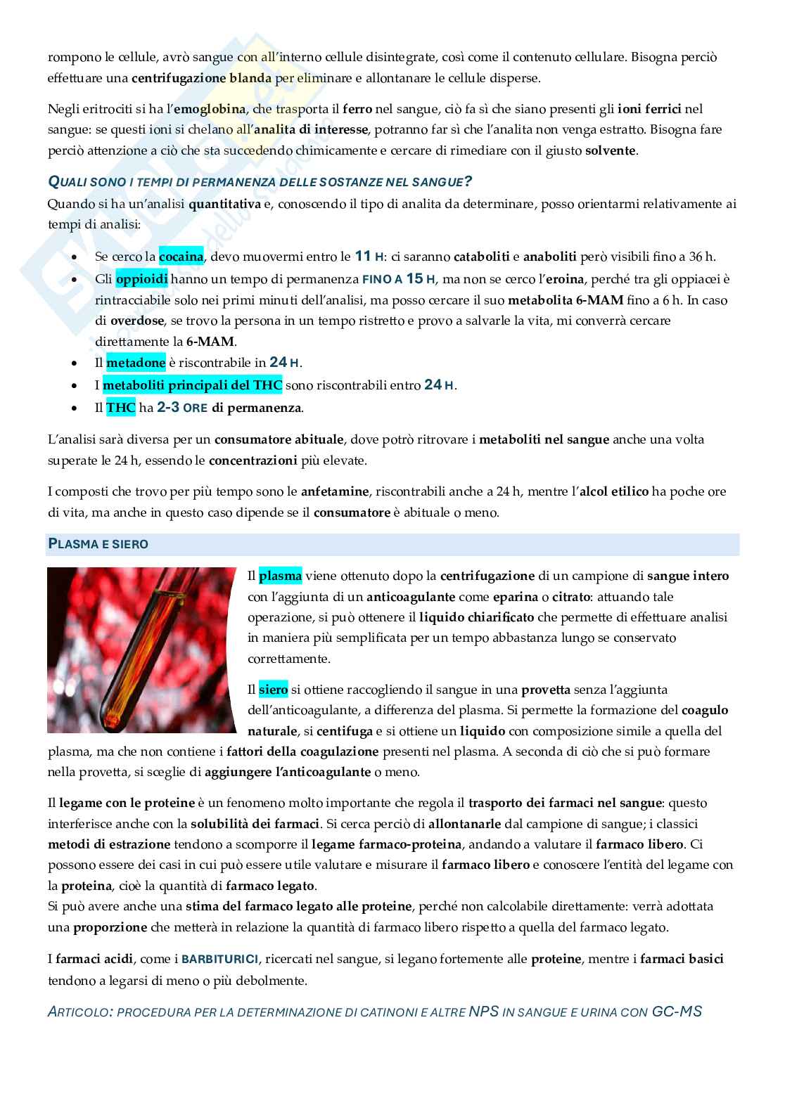 Appunti completi di Analisi dei Farmaci e dei loro metaboliti nei fluidi biologici Pag. 31