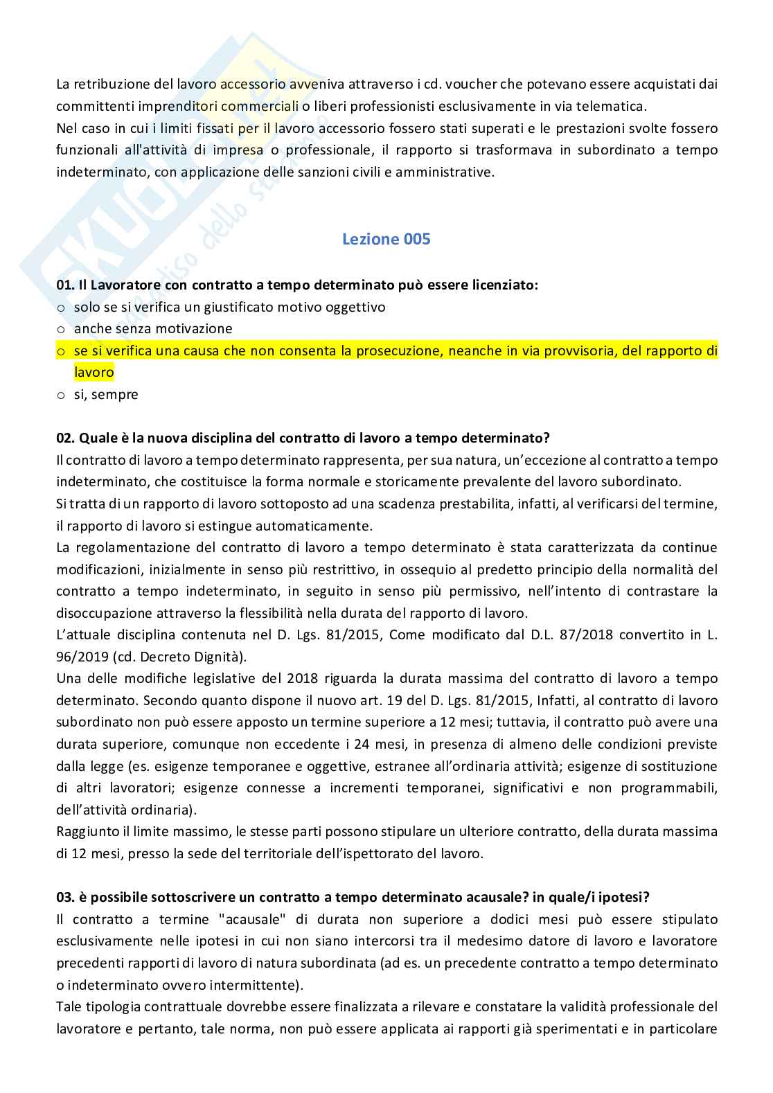 Set domande chiuse e aperte diritto del lavoro Pag. 11