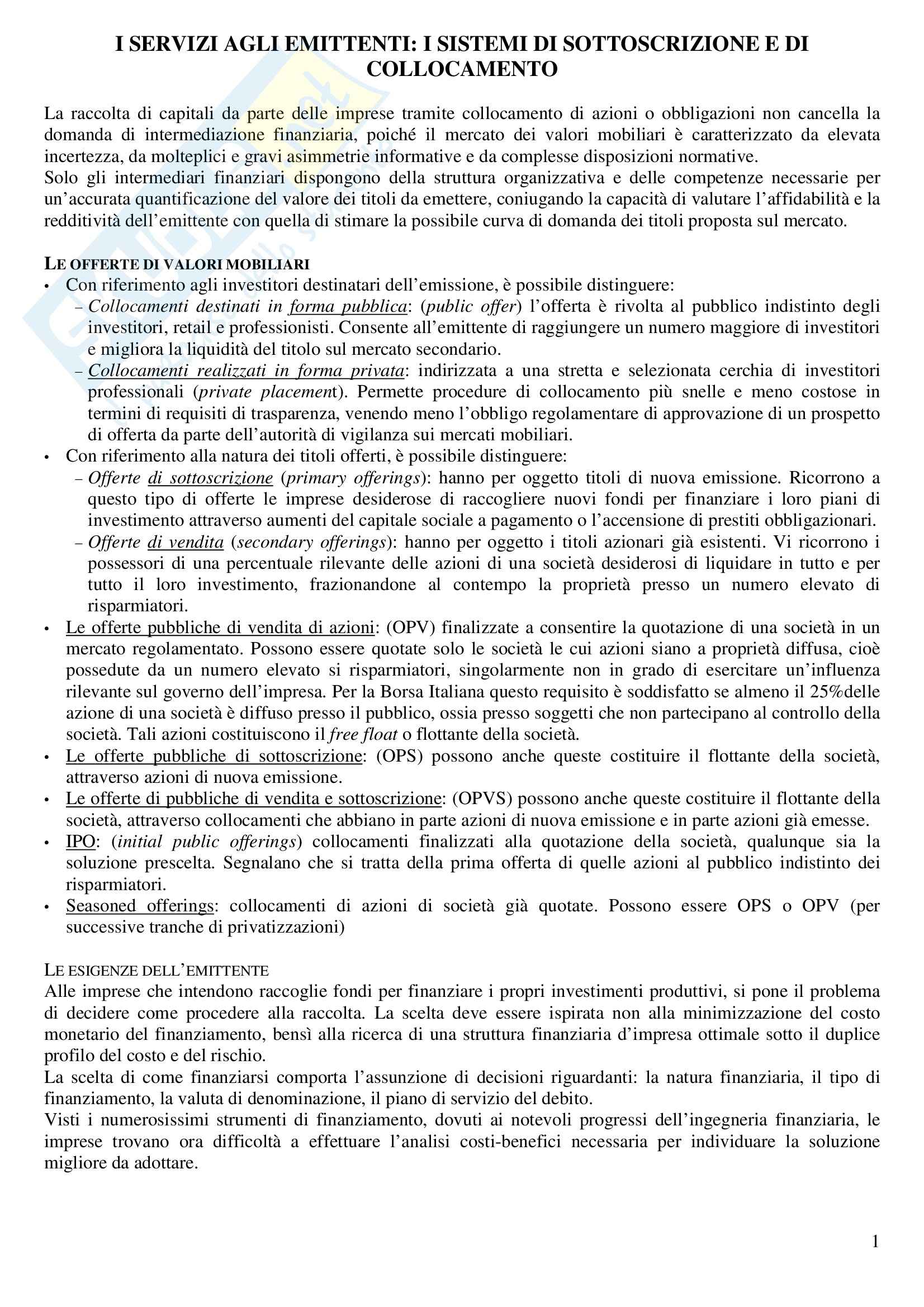 Servizi agli emittenti Pag. 1