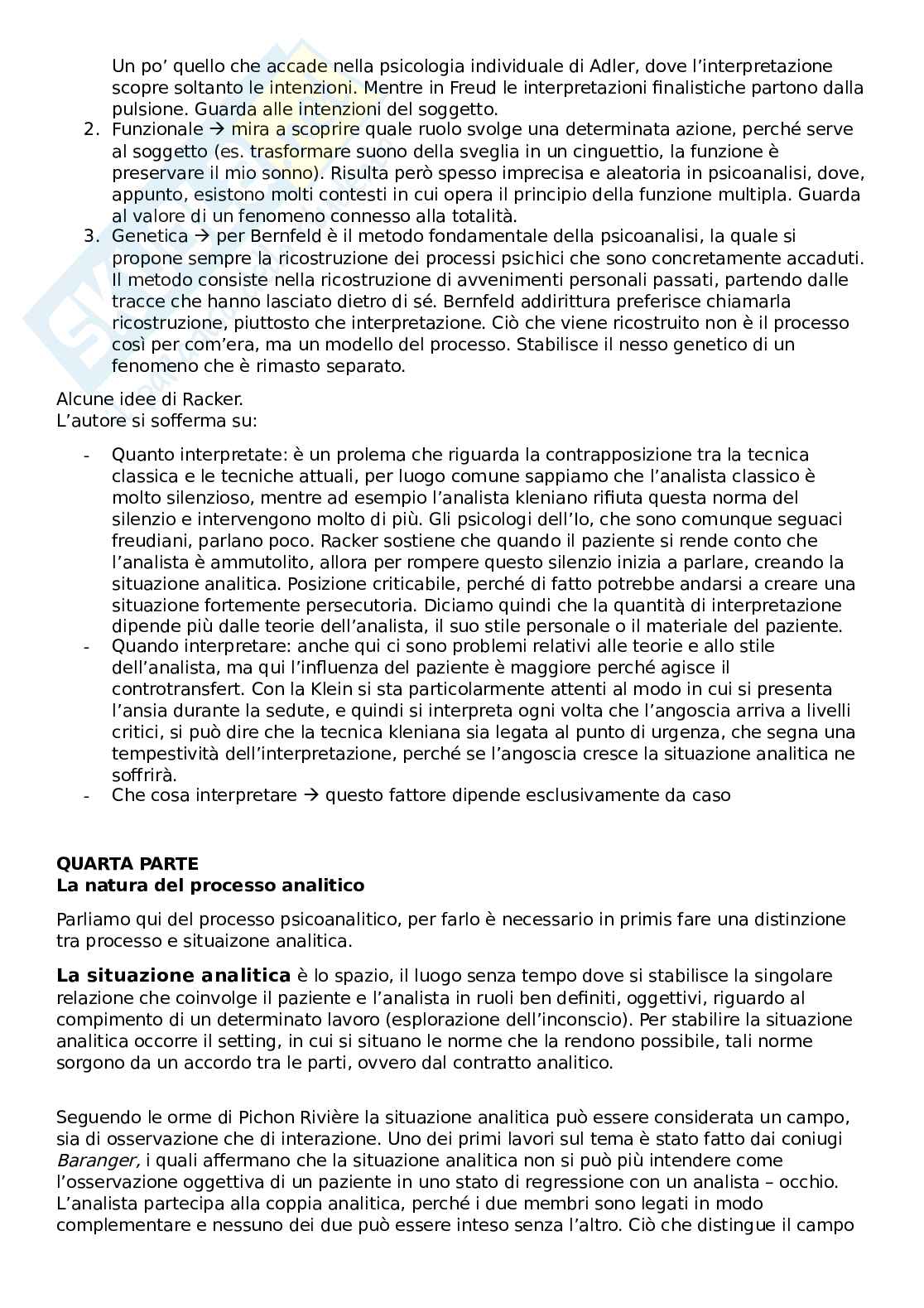 Riassunto esame Teorie dell'interpretazione clinica, Prof. Velotti Patrizia, libro consigliato I fondamenti della tecnica psicoanalitica , Etchegoyen Pag. 31