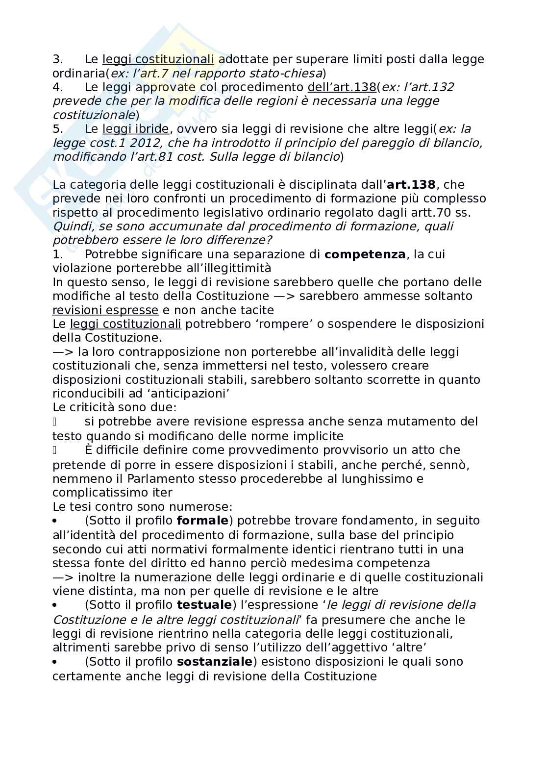 Riassunto esame Diritto costituzionale, Prof. Carnevale Paolo, libro consigliato Le fonti del diritto italiano, Cicconetti Pag. 11