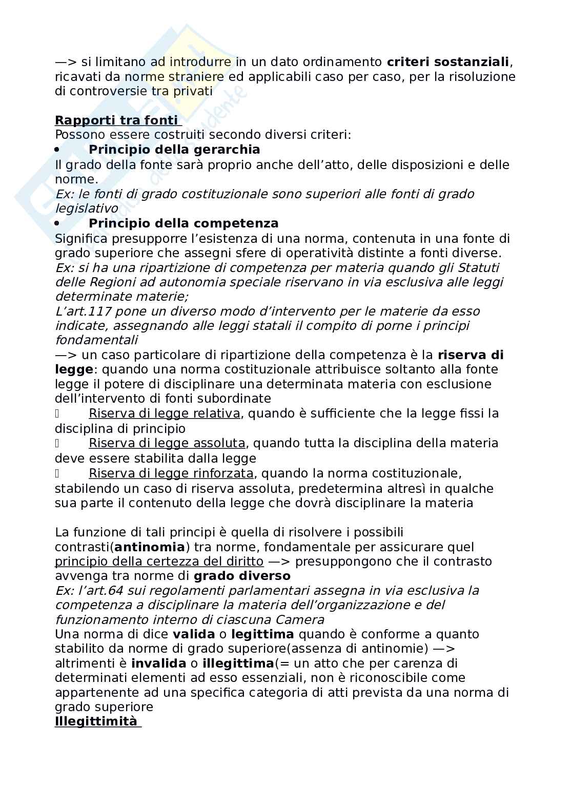 Riassunto esame Diritto costituzionale, Prof. Carnevale Paolo, libro consigliato Le fonti del diritto italiano, Cicconetti Pag. 6