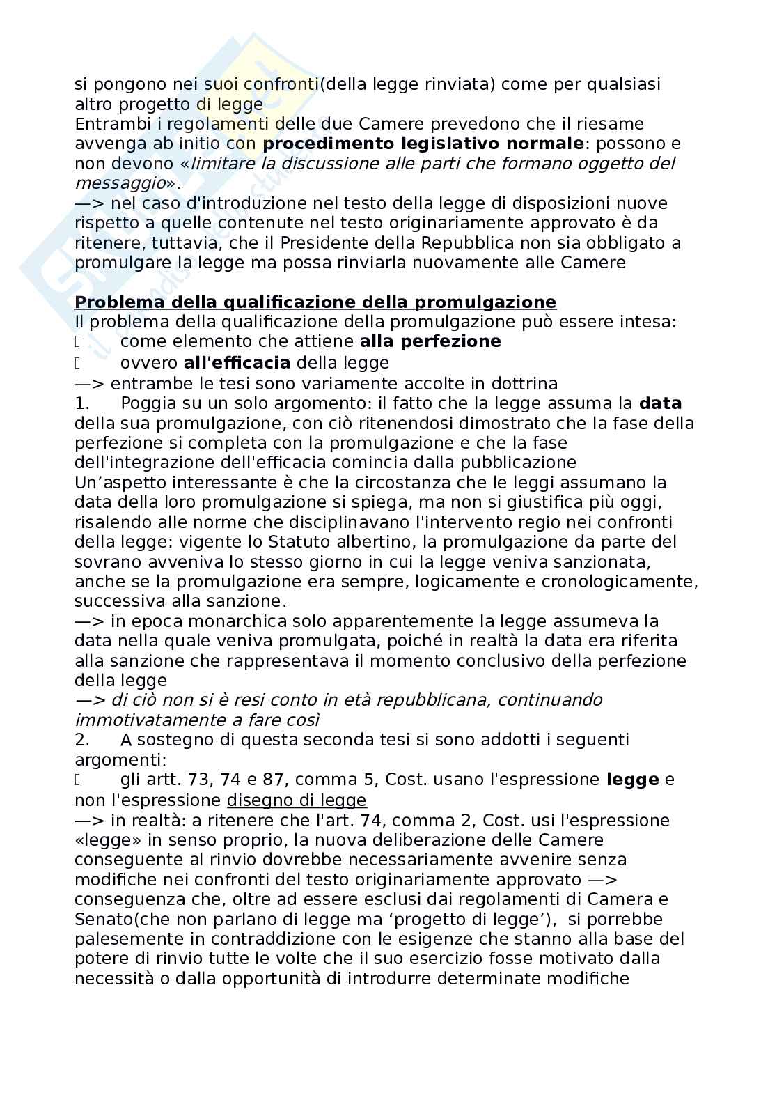 Riassunto esame Diritto costituzionale, Prof. Carnevale Paolo, libro consigliato Le fonti del diritto italiano, Cicconetti Pag. 61