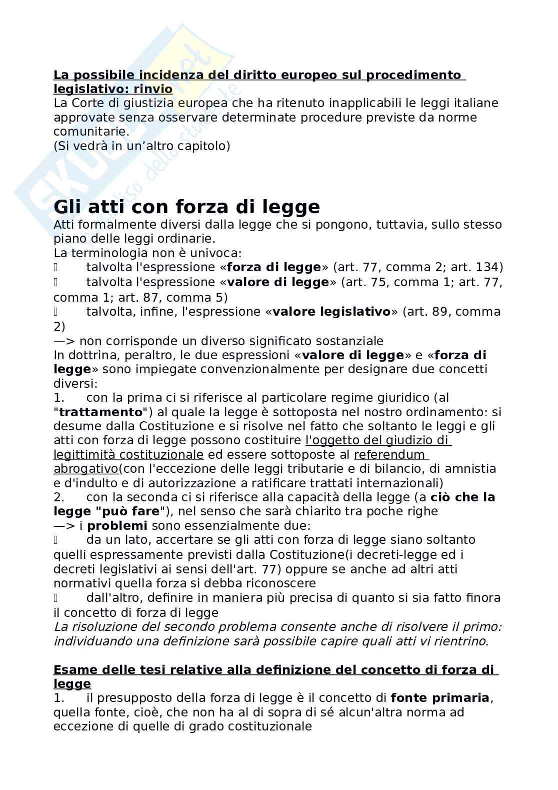 Riassunto esame Diritto costituzionale, Prof. Carnevale Paolo, libro consigliato Le fonti del diritto italiano, Cicconetti Pag. 66
