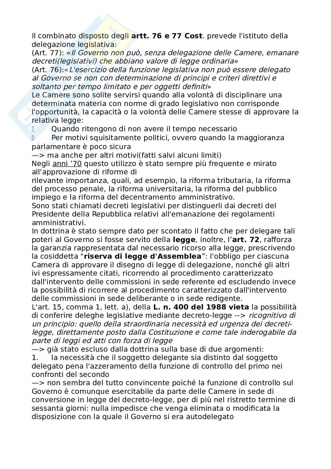 Riassunto esame Diritto costituzionale, Prof. Carnevale Paolo, libro consigliato Le fonti del diritto italiano, Cicconetti Pag. 71