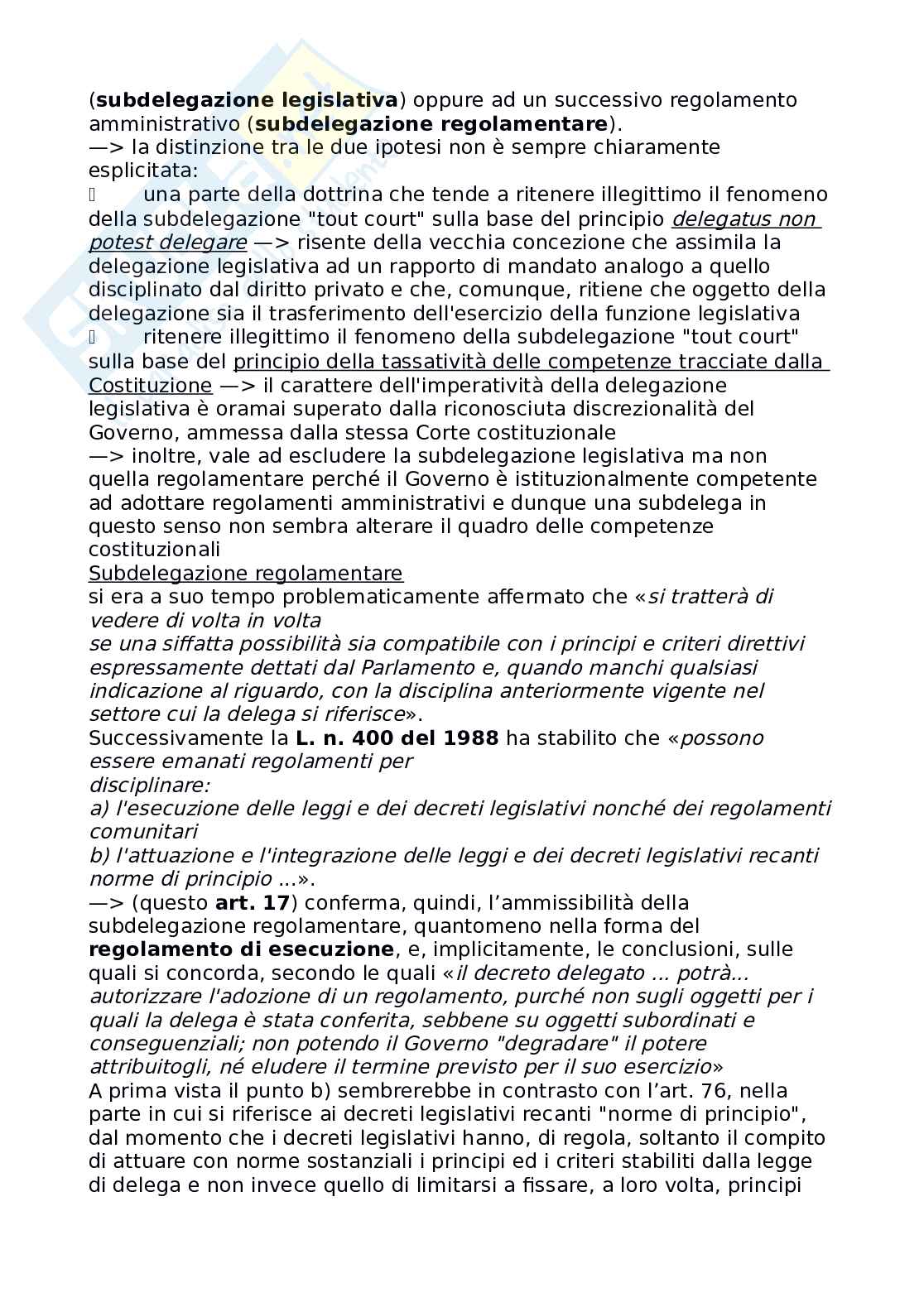 Riassunto esame Diritto costituzionale, Prof. Carnevale Paolo, libro consigliato Le fonti del diritto italiano, Cicconetti Pag. 81