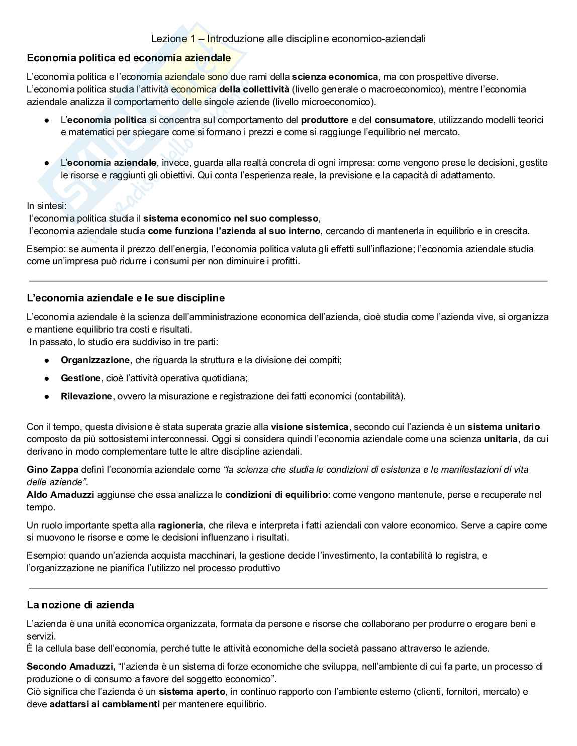 Economia aziendale Pag. 1