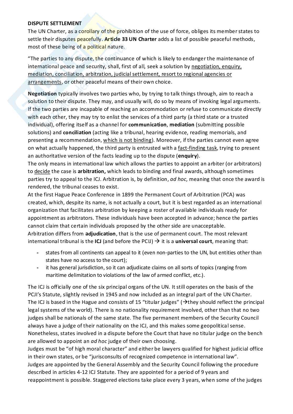 Riassunto esame International law, Prof. Michaelsen Christopher, libro consigliato International Law 2nd Edition , Jan Klabbers Pag. 36