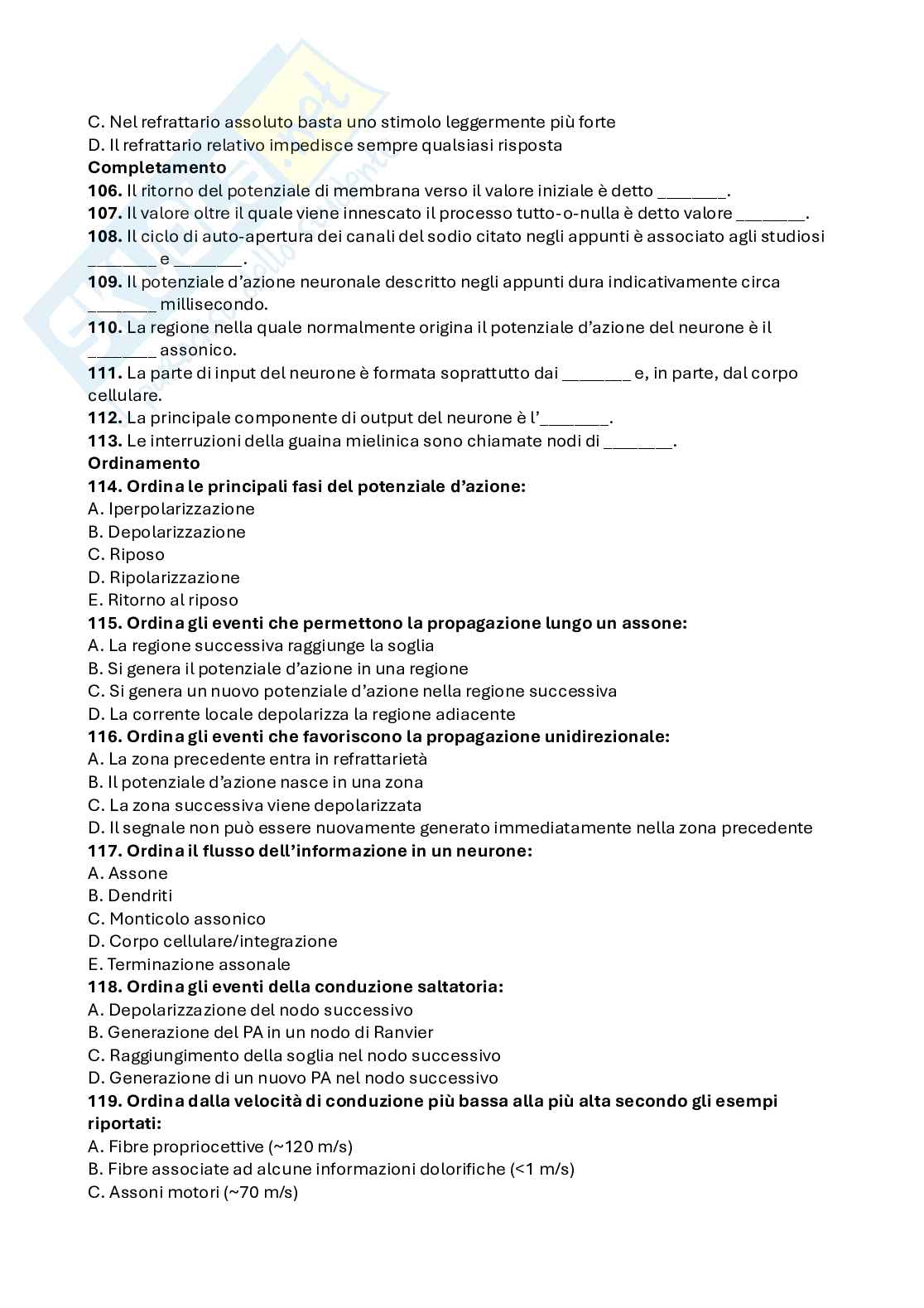Domande a scelta multipla di Fisiologia umana Pag. 11