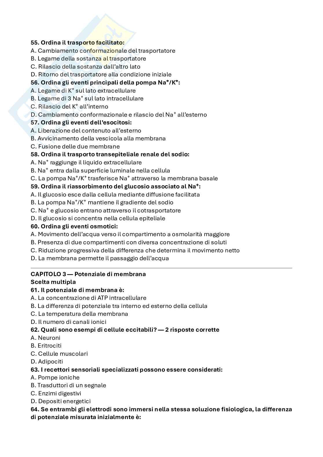 Domande a scelta multipla di Fisiologia umana Pag. 6