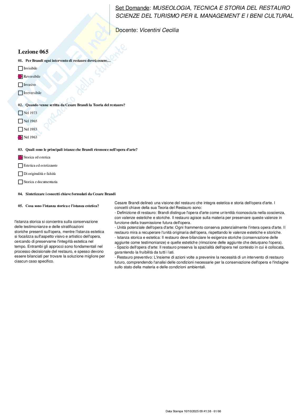 Paniere nuovo (2025) completo di museologia, tecnica e storia del restauro Pag. 61