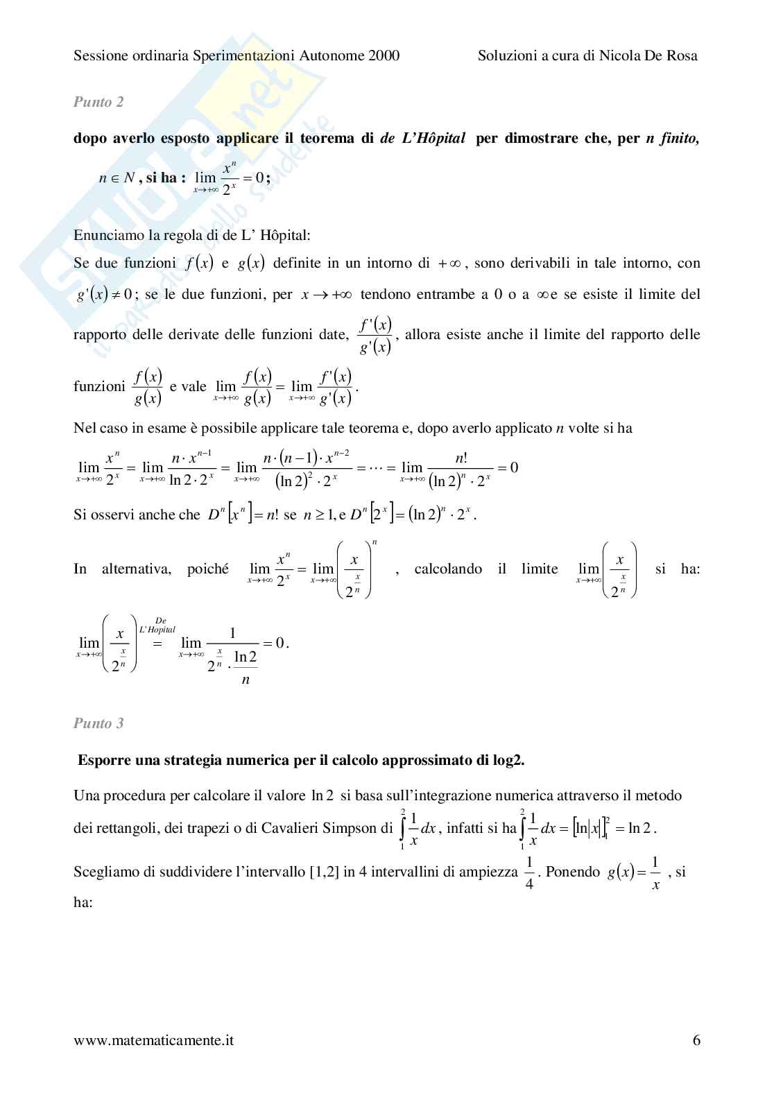 2000 - liceo scientifico sperimentale, sessione ordinaria Pag. 6