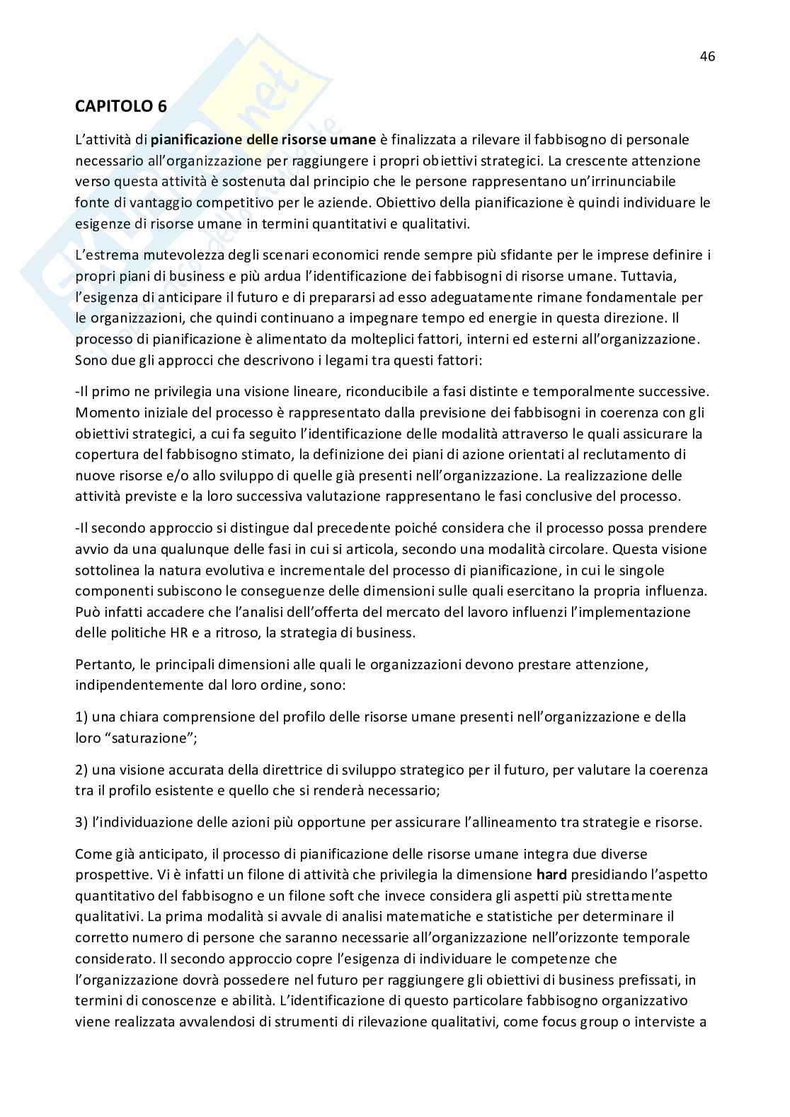 Organizzazione e gestione delle risorse umane Pag. 46