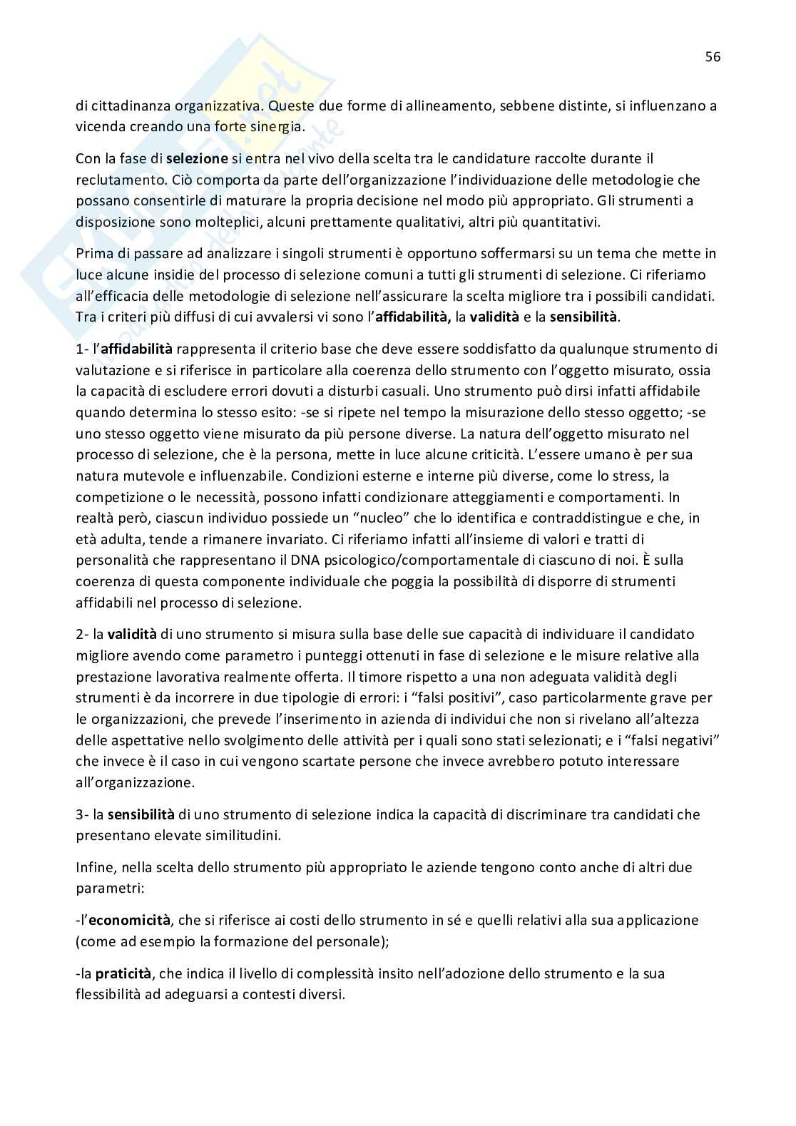 Organizzazione e gestione delle risorse umane Pag. 56