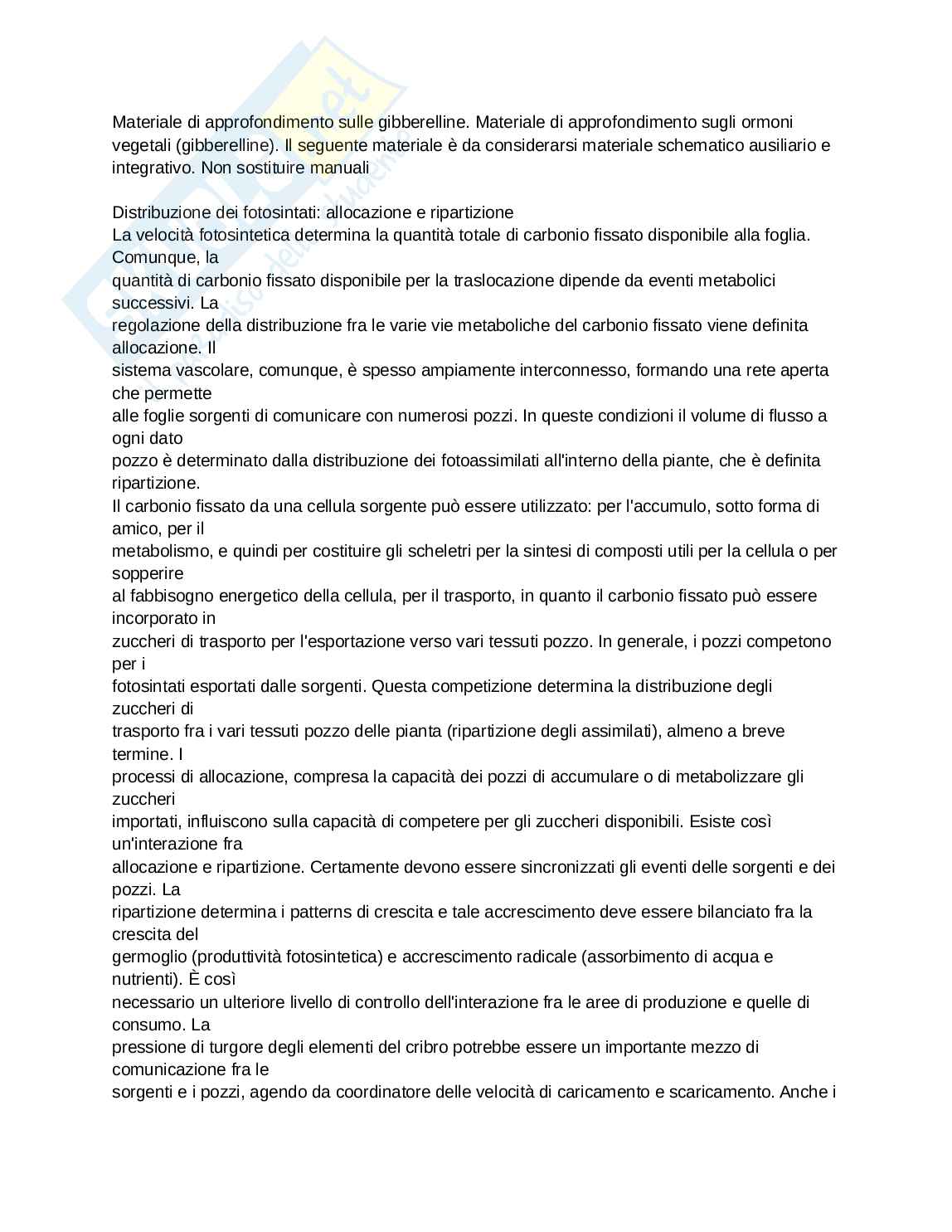 Materiale di approfondimento sulle gibberelline  Pag. 1
