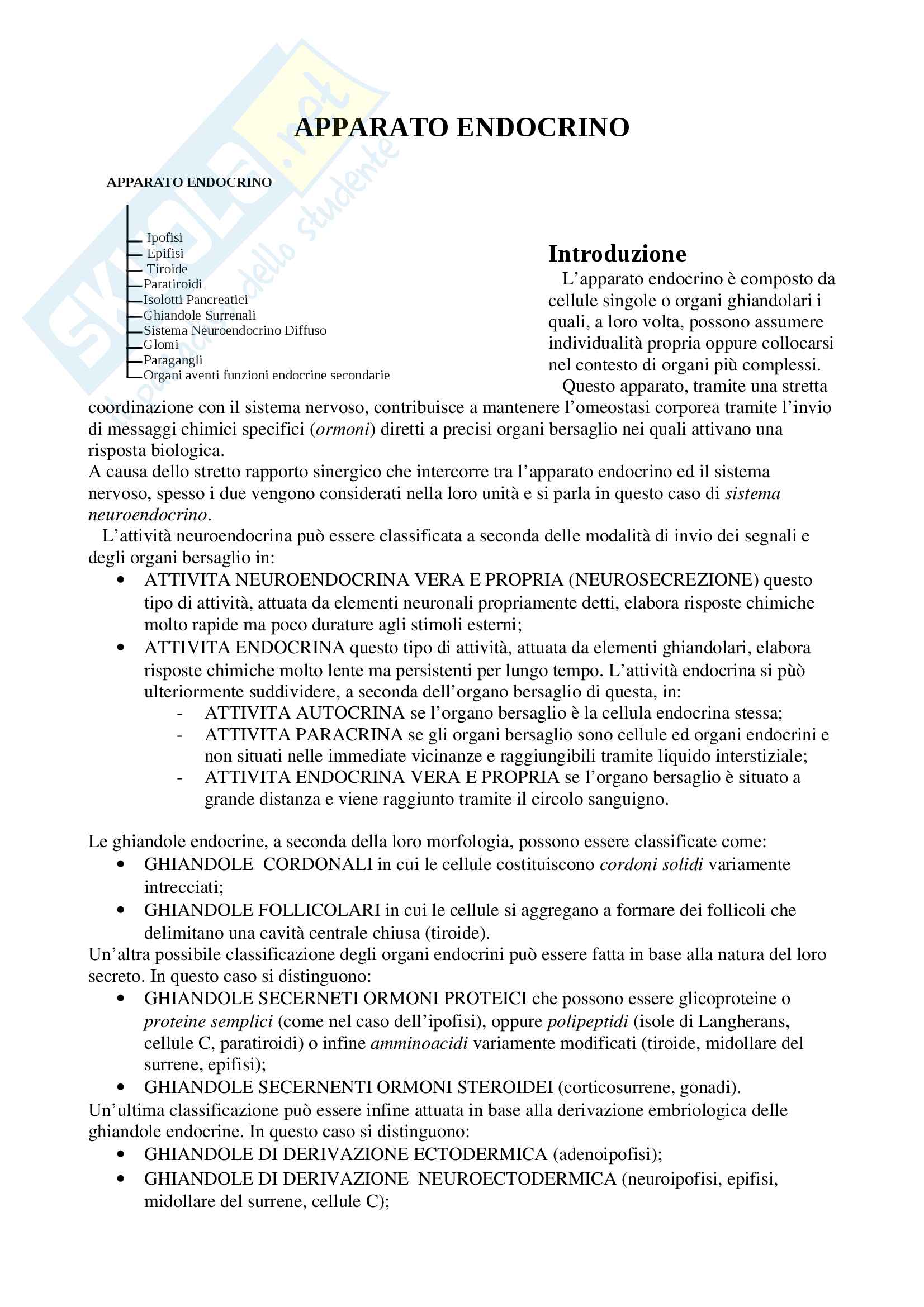 Apparato endocrino Pag. 1