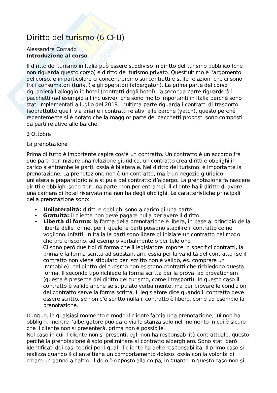 Diritto del turismo Pag. 1