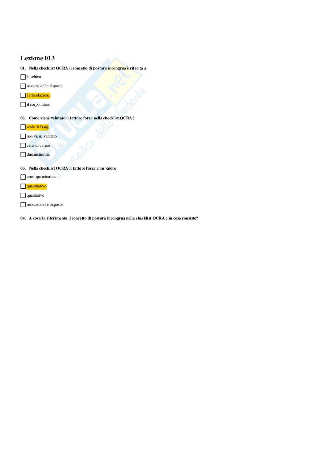 Paniere Ergonomia (2026) - Risposte multiple corrette Pag. 21