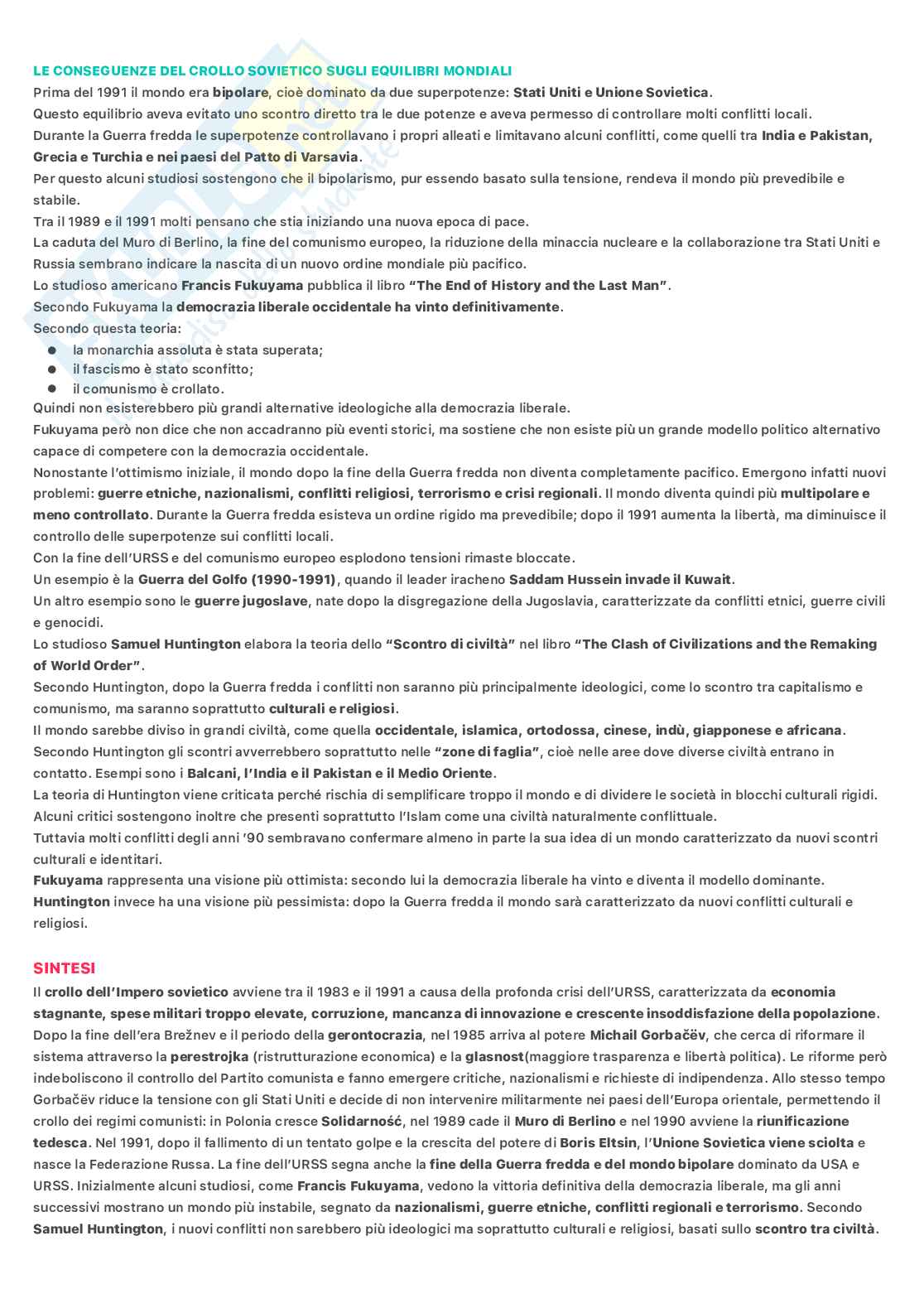 Riassunto esame Storia contemporanea, Prof. De Marco Vittorio, libro consigliato Storia degli ultimi settant’anni , Guarracino  Pag. 36