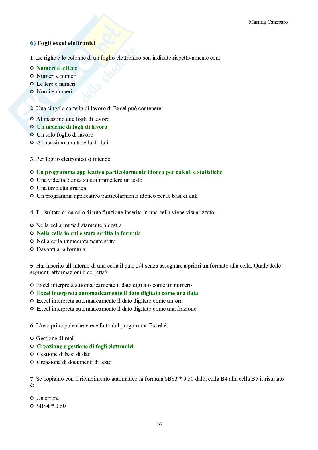 Informatica e pensiero computazionale – Domande d'esame svolte (6 aree, credito libero Economia aziendale) Pag. 16