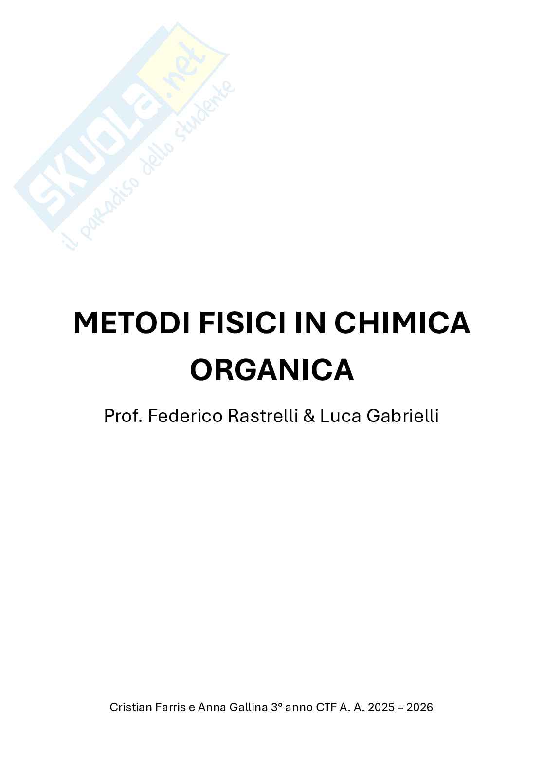 Metodi fisici in chimica organica Pag. 1