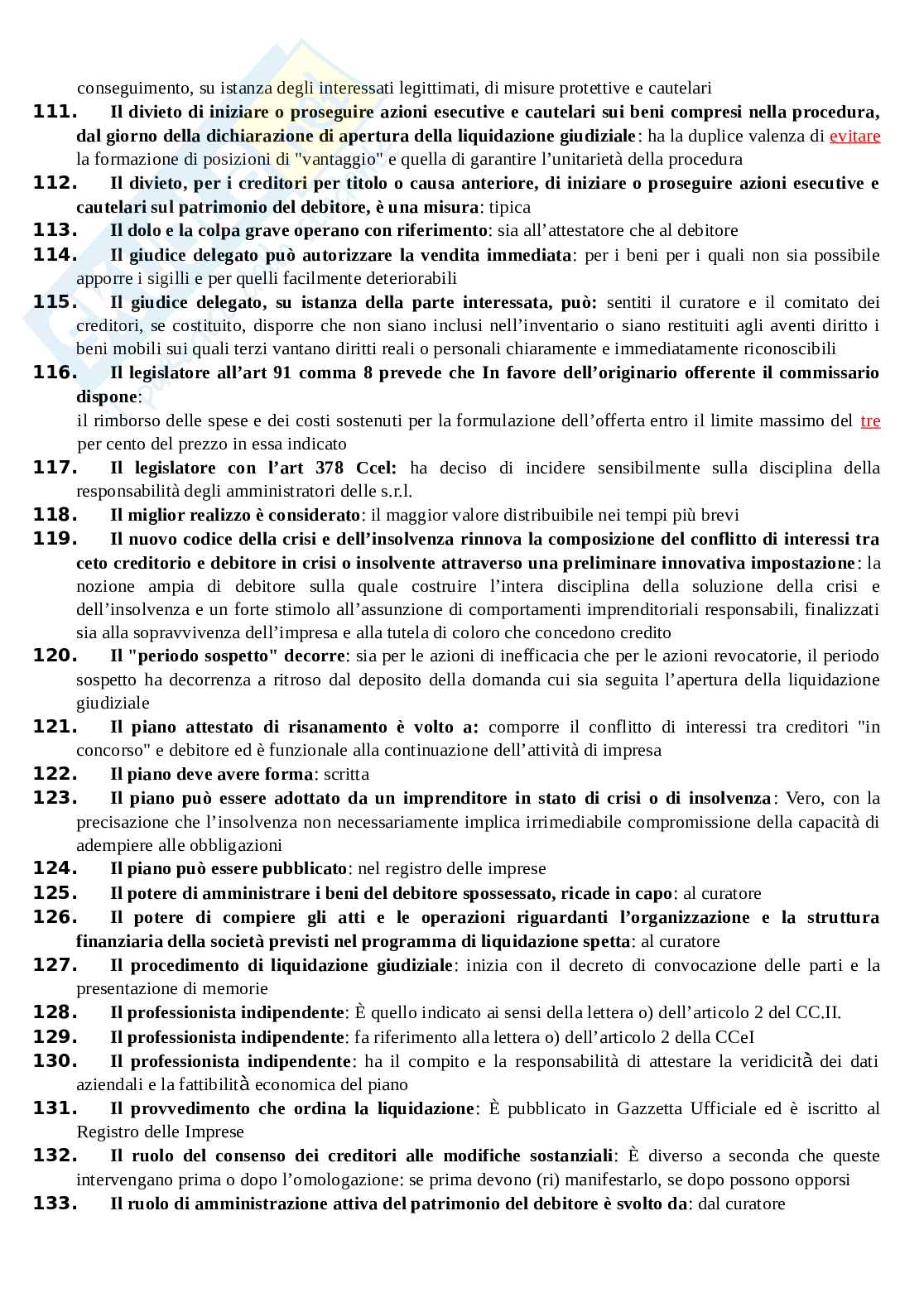 Paniere esame Diritto fallimentare  Pag. 26
