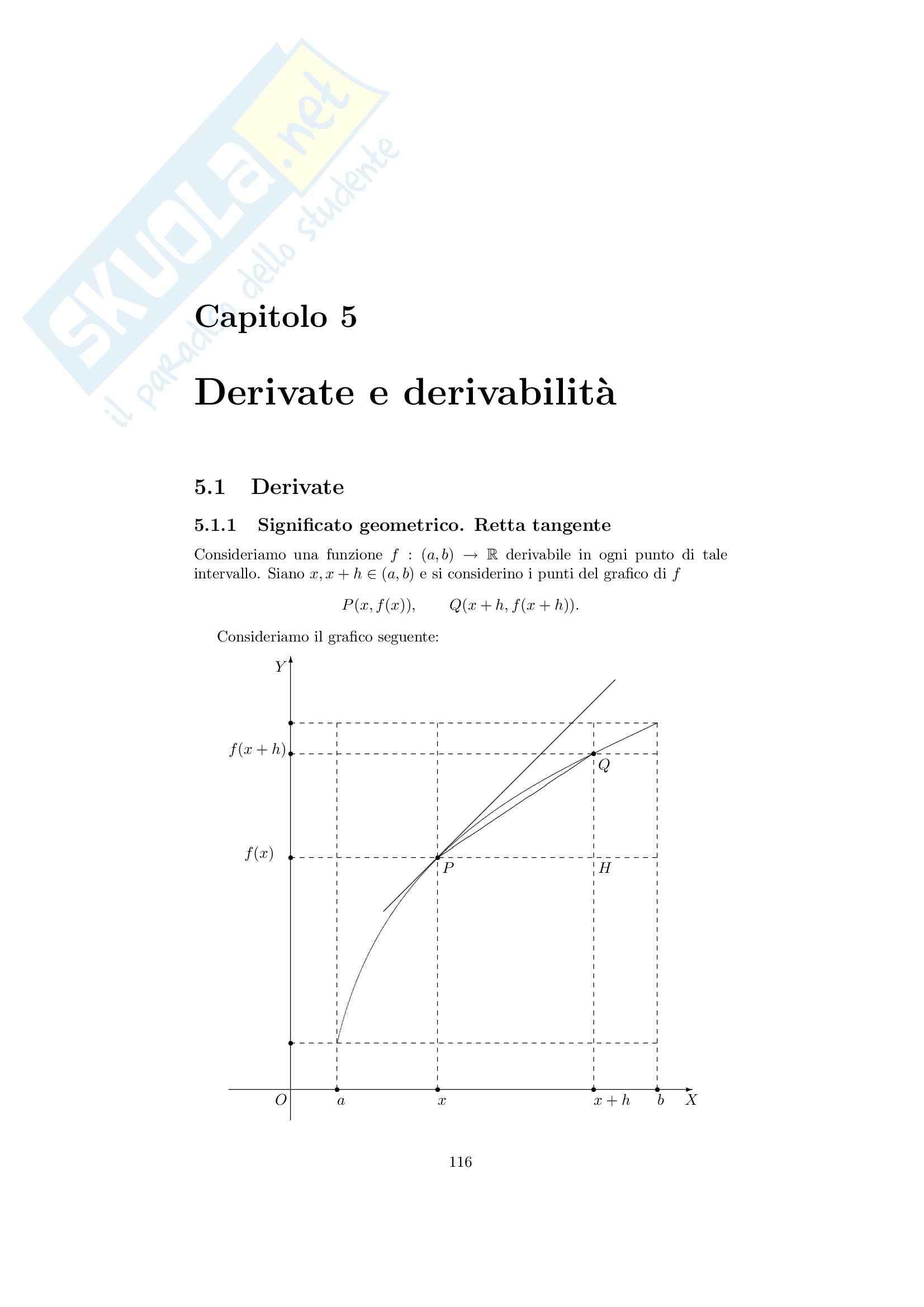 Analisi matematica 1 - Note ed esercizi svolti su derivate e derivabilità Pag. 1