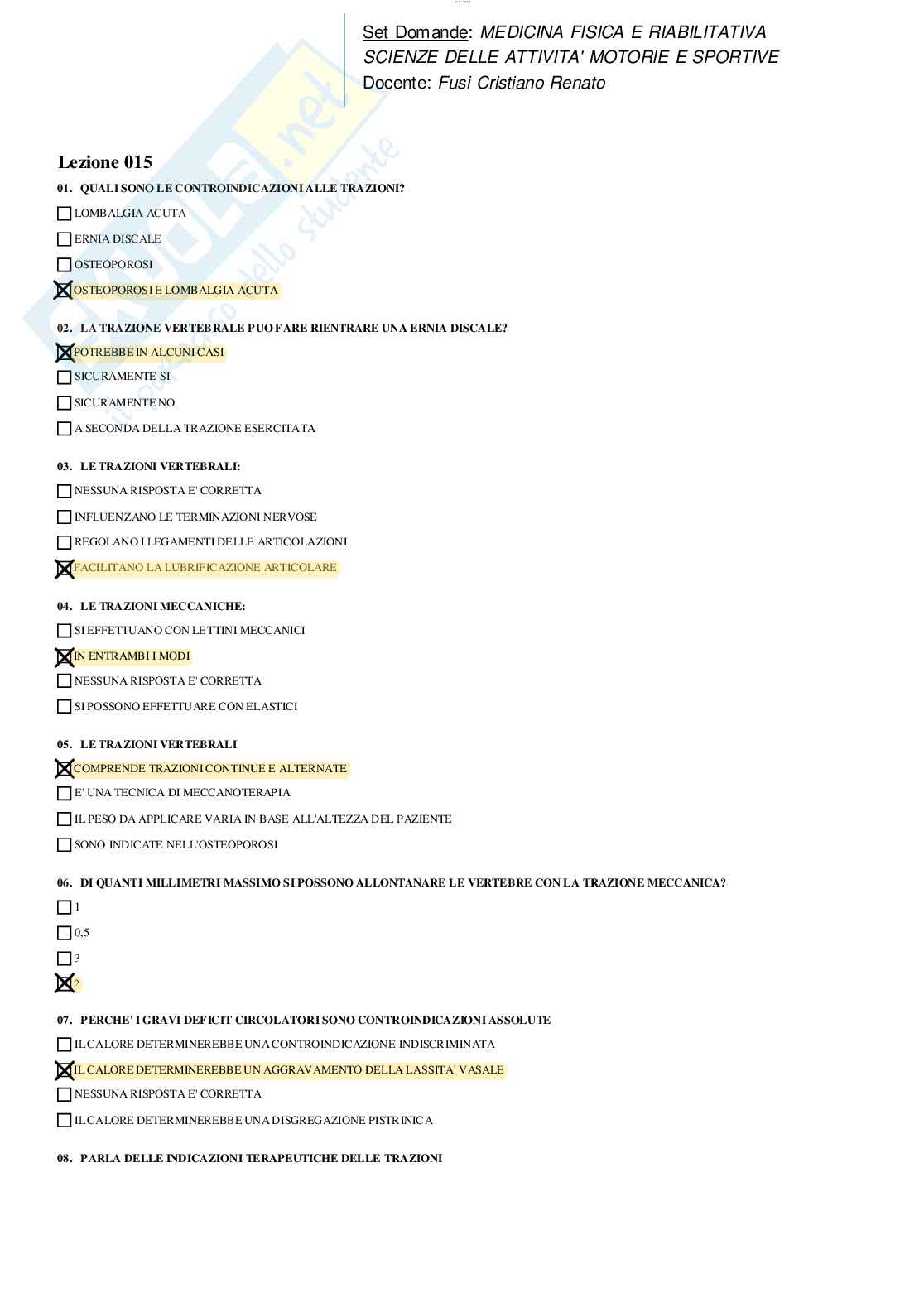 Risposte chiuse di Medicina fisica e riabilitativa aggiornate al 2023 Pag. 61